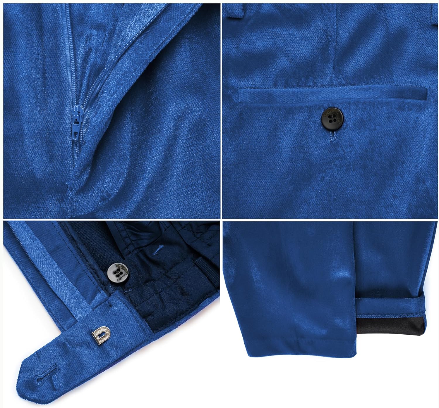 MAGE MALE Men's 2 Piece Velvet Suit One Button Tuxedo Slim Fit Luxurious Blazer Party Dinner Jacket & Pants - Image 6