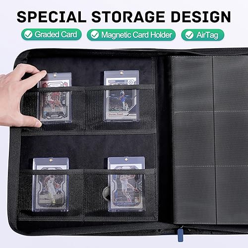 Miniatura 3 de ZLCA Carpeta Top Loader con 9 bolsillos, capacidad para 324 tarjetas, incluye 20 cargadores superiores, carpeta TopLoader para tarjetas deportivas,