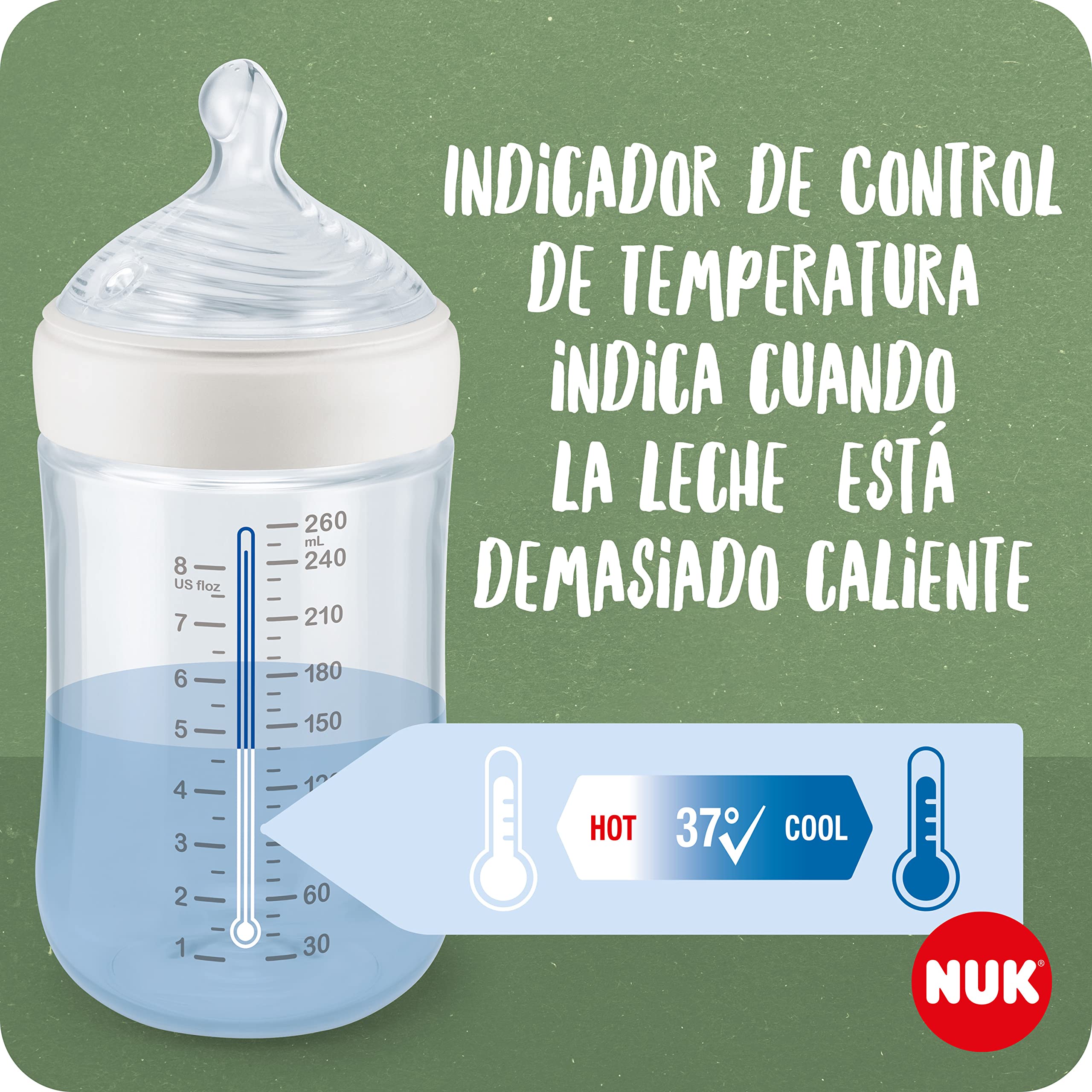 NUK for Nature Perfect Start set de biberones | 0-18 meses | Tetina de silicona | 4 biberones anticólicos, 2 chupetes | Materiales sostenibles y sin BPA | 6 unidades