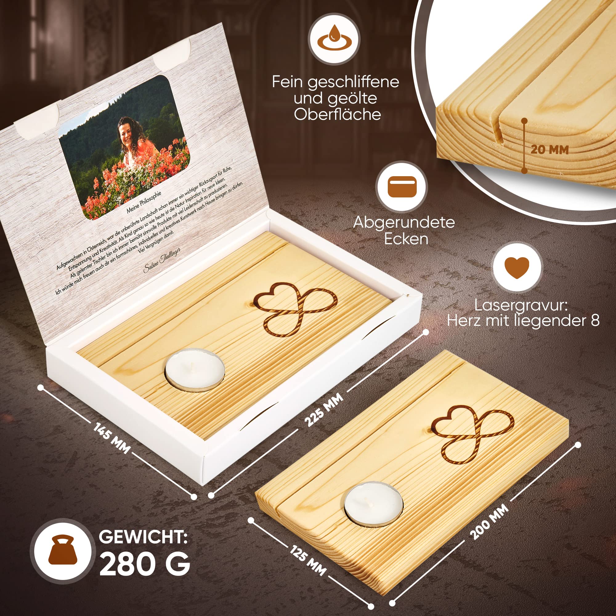 Portafoto In Legno A Forma Di Albero | Supporto Per Foto, Cartoline E Tarocchi, Regalo Personalizzato - 5