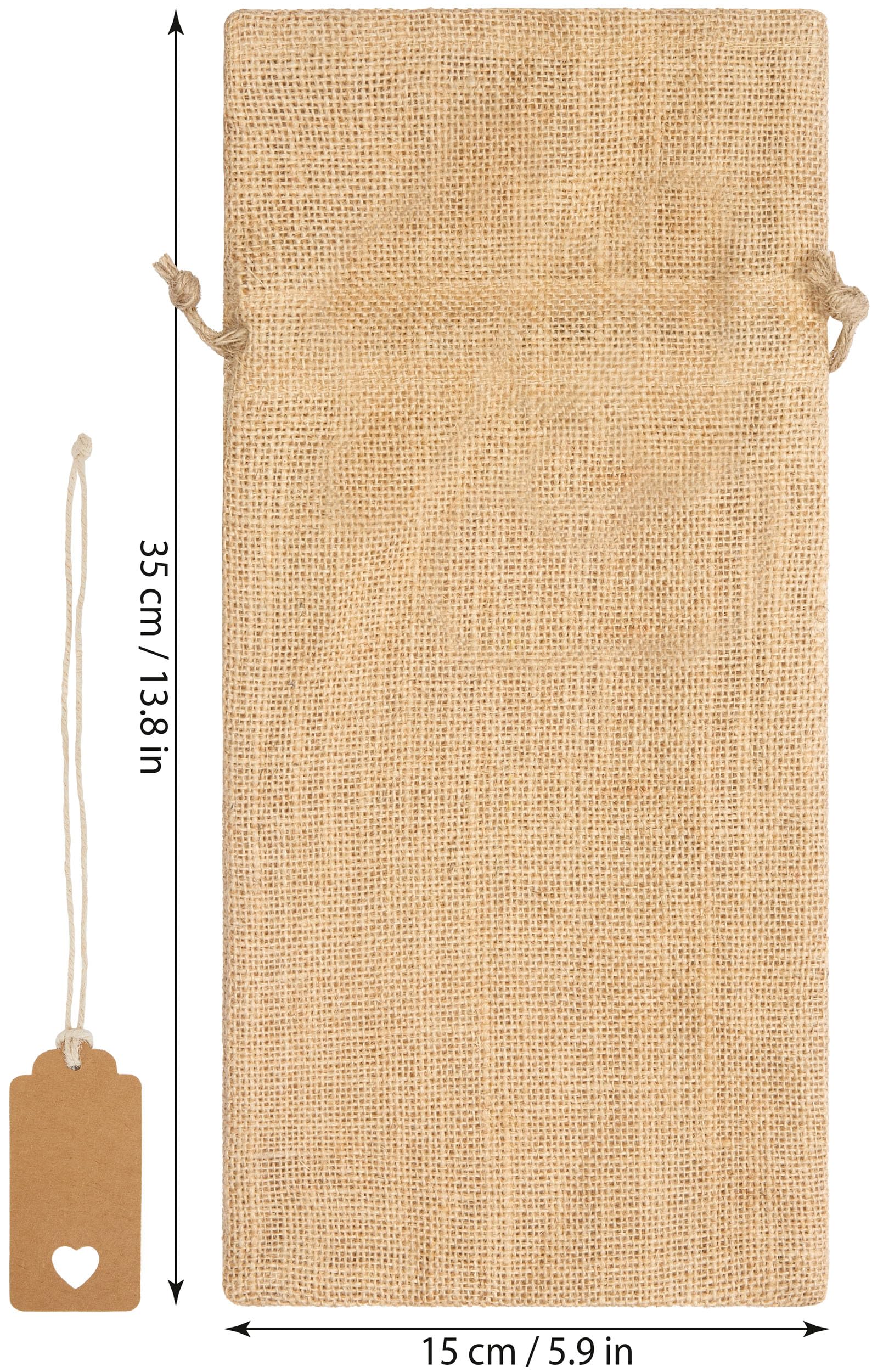 Brubaker Sacchetto da Vino per Natale in Juta - Unicolore - 36 cm x 17 cm - Borsa da Vino per Vino, Spumante e Champagne - Sacchetto da Bottiglia per Regalo di Natale