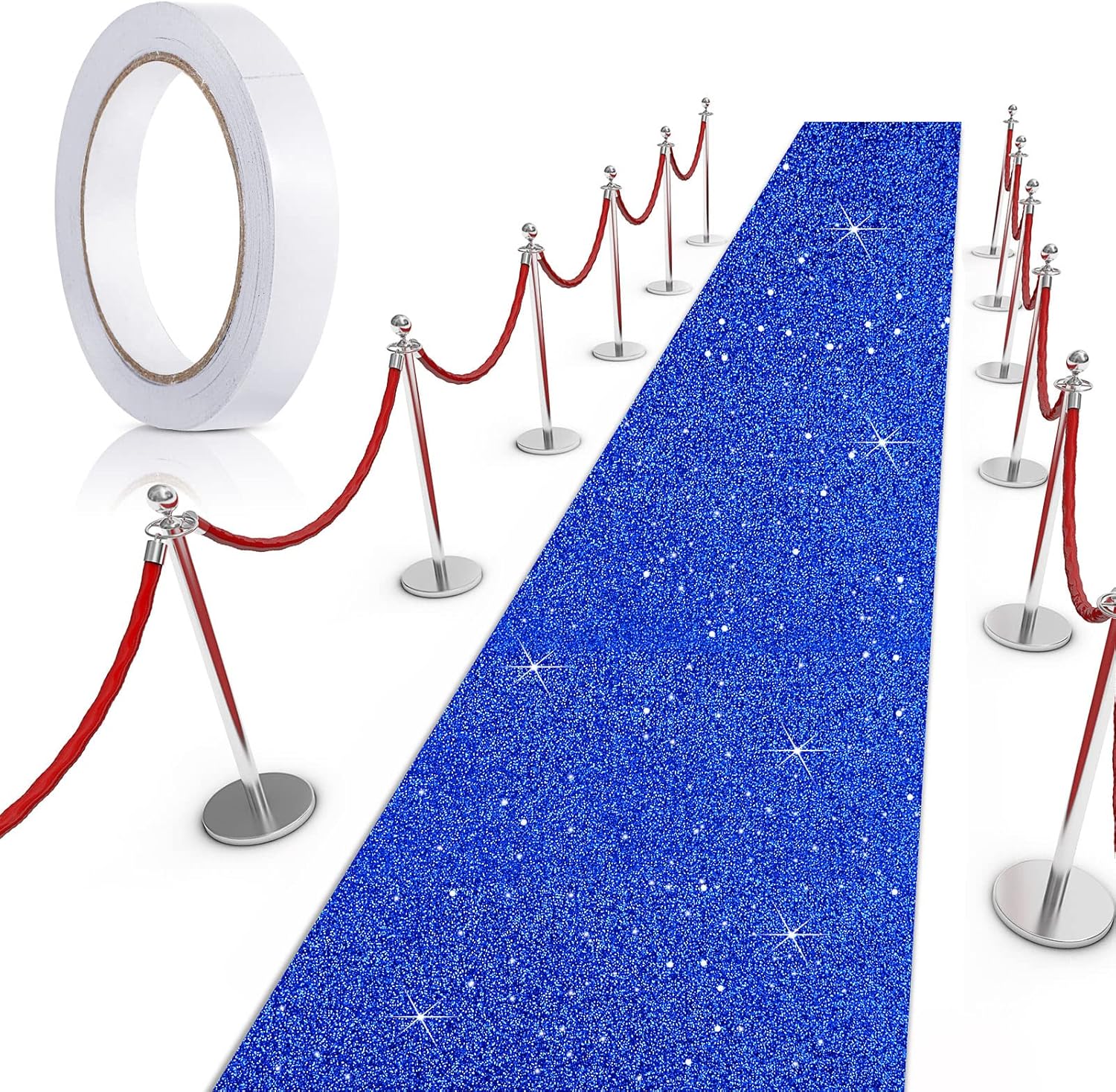Tatuo Carpet Runner Runway Rug 55 GSM Thickness with Carpet Tape for Prom Wedding Outdoor Indoor Hallway Party Rug(2.46 x 32.8 Feet,Glitter Red)
