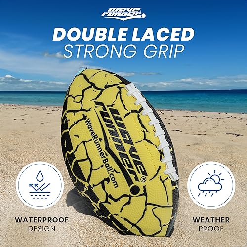 Vista 11 de Wave Runner Grip It Waterproof Junior Size Football, 9.25 Size, Durable & Double Laced, Perfect for Beach Accessories, Kids Games, Pool Toys