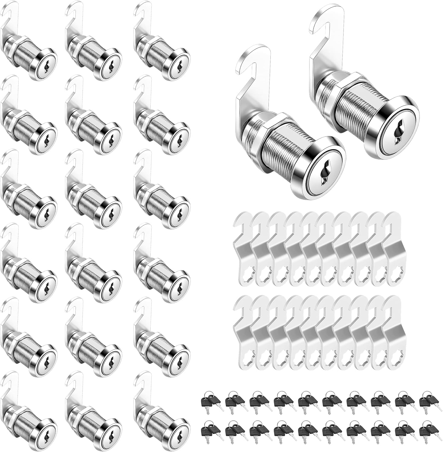 Cam Locks for Furniture, 20 Pcs 1-1/8 Inch Zinc Alloy Drawer Locks with Keys, Smooth Unlocking Keyed Cabinet, Suitable for Panels Up to 0.9 Inch (23mm) Thick