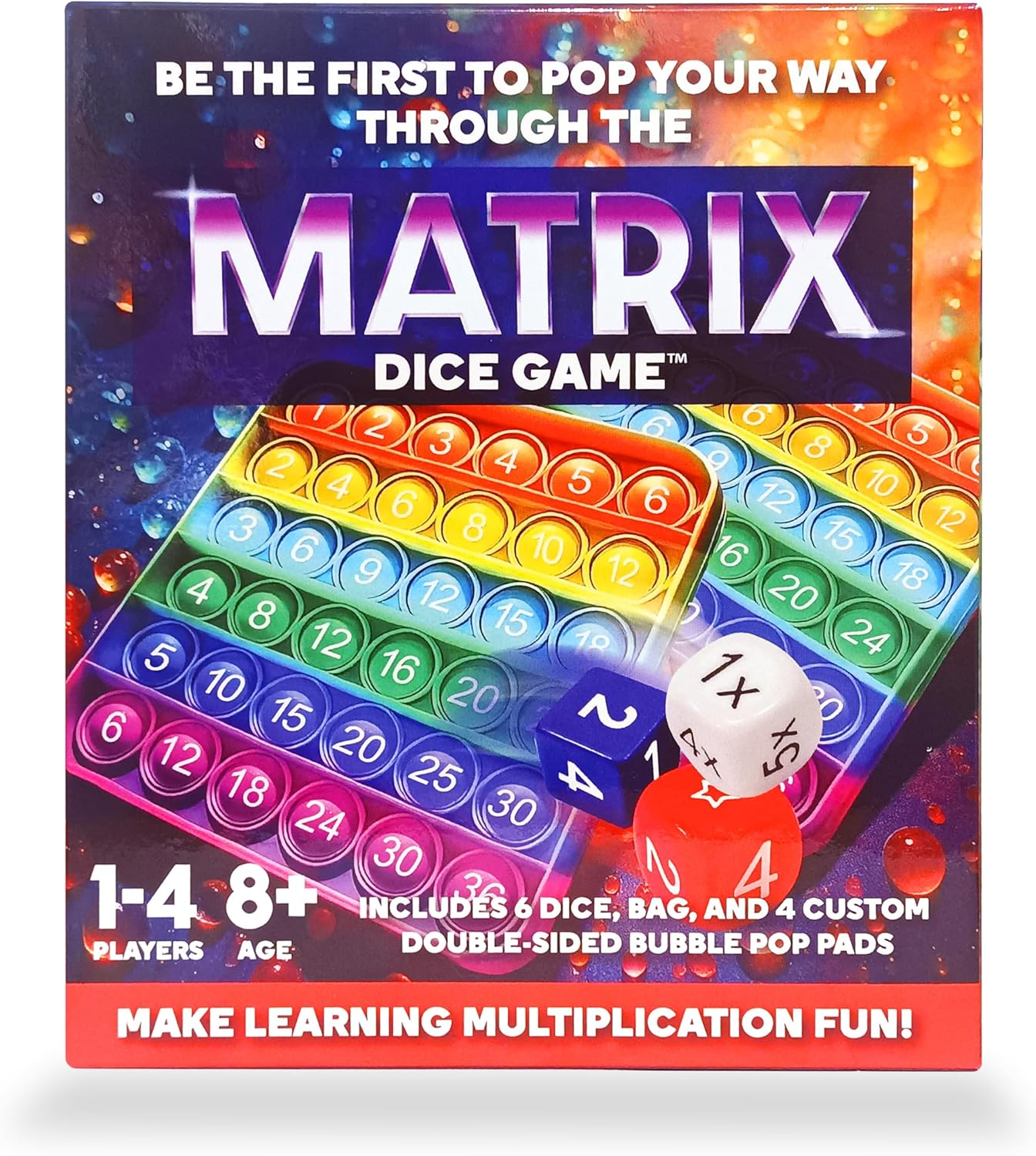 Matrix Dice Game – Pop-and-Play Bubble Pad Educational Math Dice Game – Fun Math Games for Kids 8–12, Teens, Adults, and Seniors – Ideal for Classrooms and Family Board Game Night for 2-4 Players
