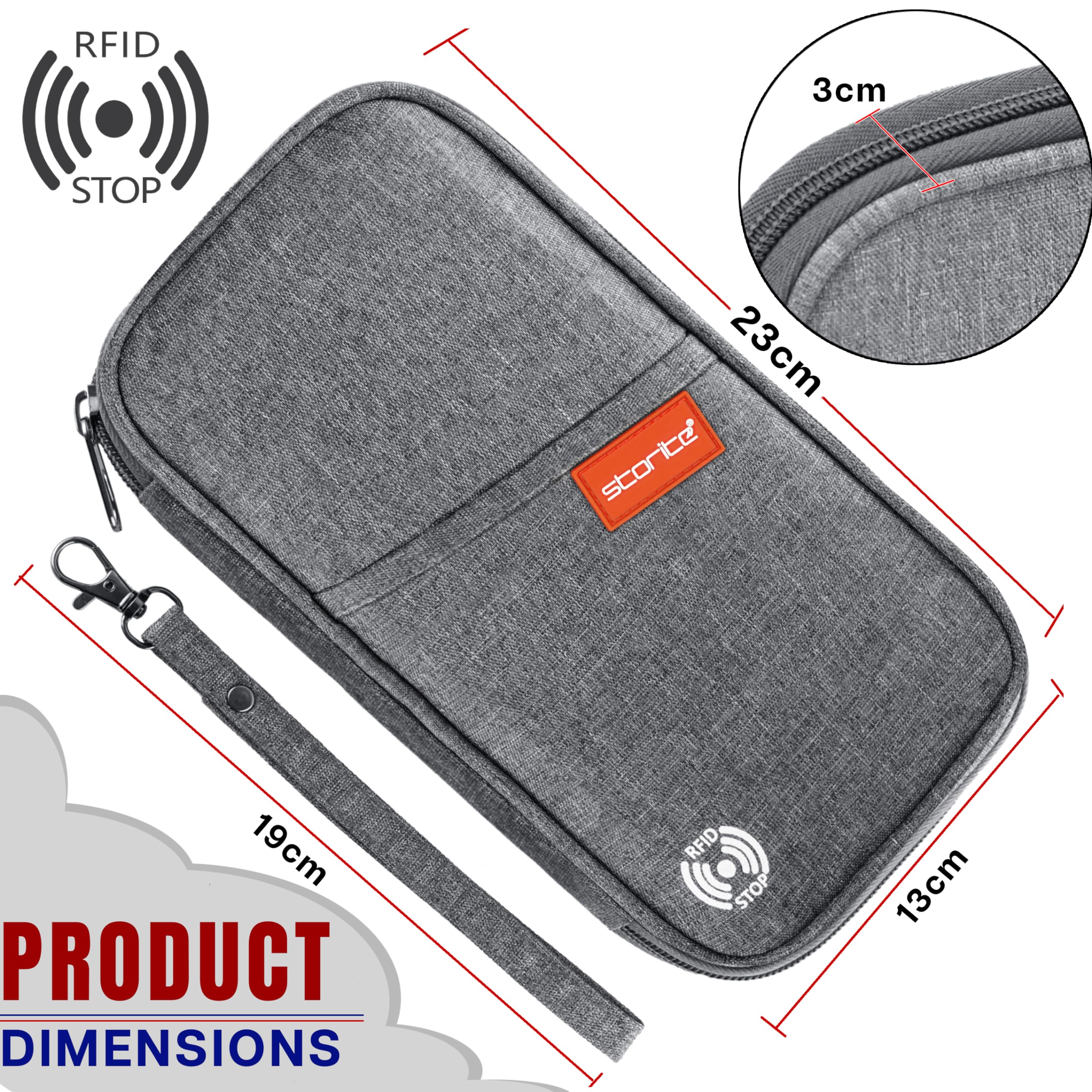 Storite Soporte de nailon para pasaporte para tarjetas de crédito, Gris, 1 Pack-RFID Grey, Casual