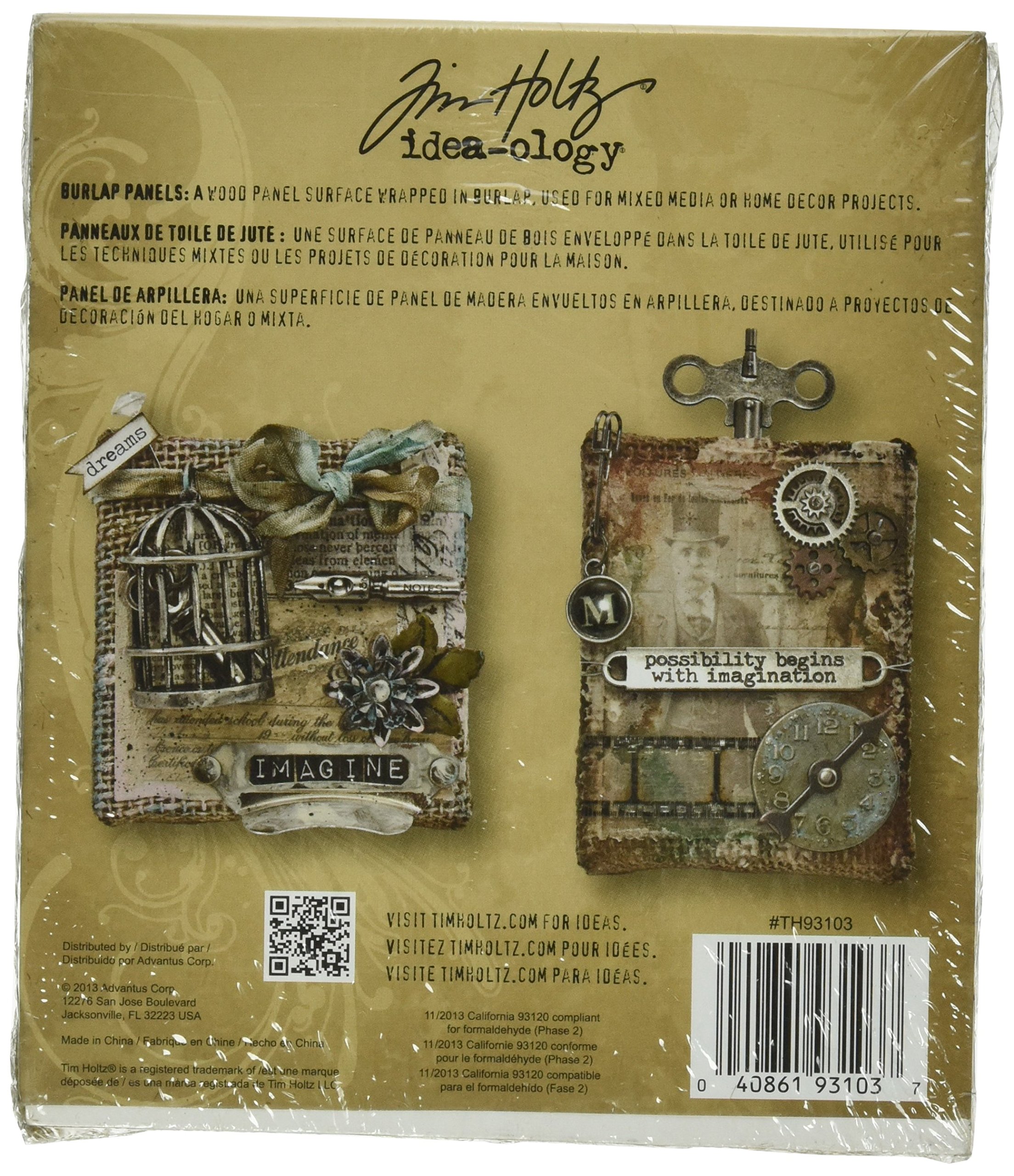 Bare Minis Burlap Panels by Tim Holtz Idea-ology, 2 Each of 3 x 3 Inch and 2.75 x 3.5 Inch, TH93103