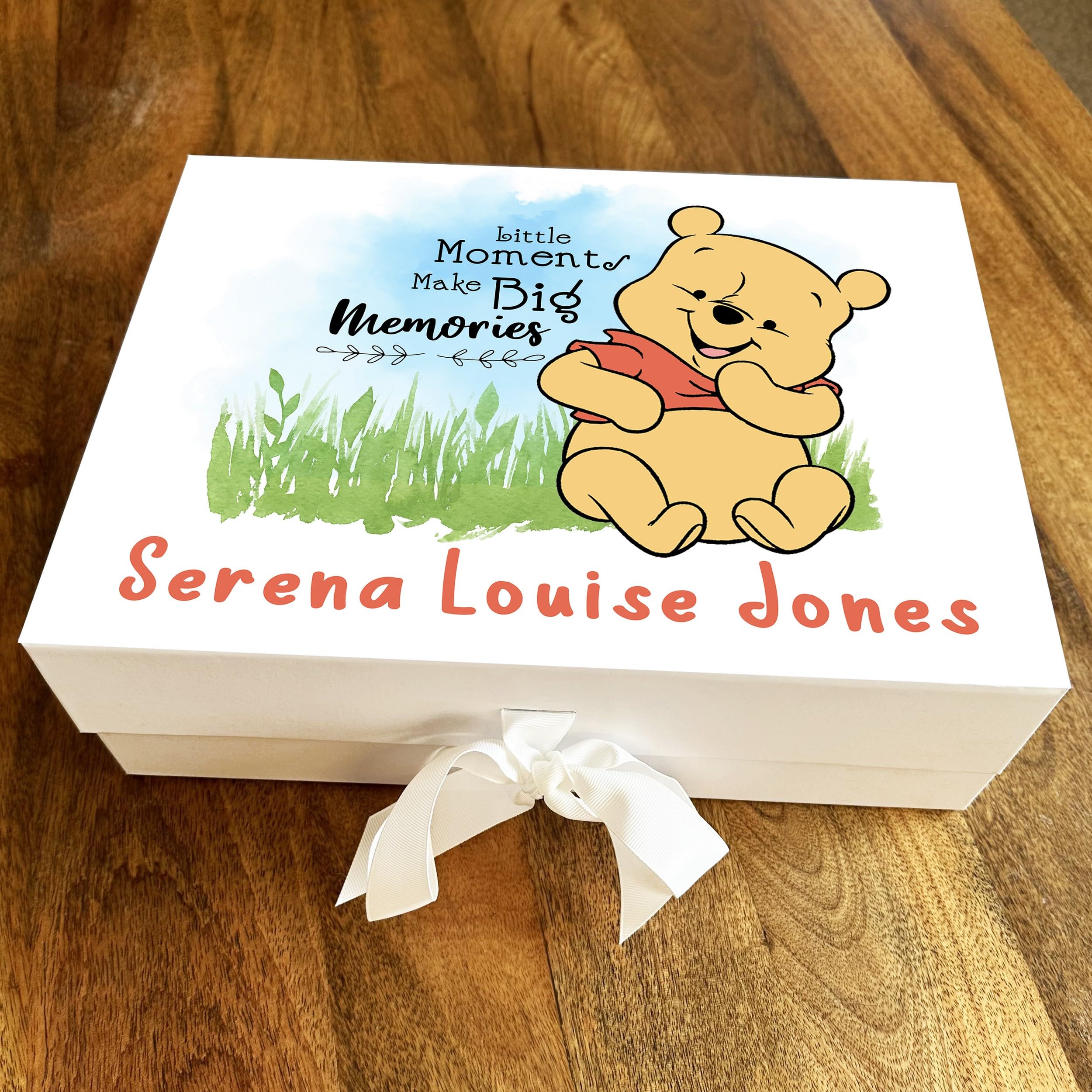 Fingerprint Designs New Baby Shower Winnie The Pooh Personalised Keepsake Memory Hamper Gift Box - Special Baby Treat Hamper Personalised Gift Box