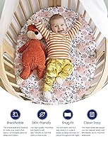 Vista 2 de TotAha Sábanas elásticas de alta calidad para moisés para bebé, sábanas cómodas y sedosas para cuna de 18 x 36 pulgadas para colchón ovalado