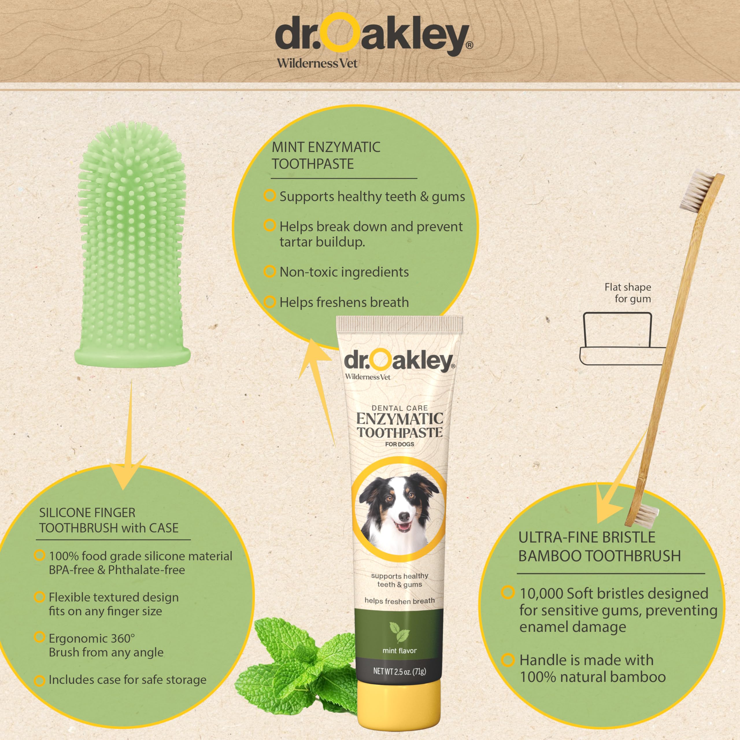 Dog Toothpaste Mint Flavor Enzymatic Dental Kit with Toothbrush & Finger Brush Vet Recommended – 3-Piece Set - image 4