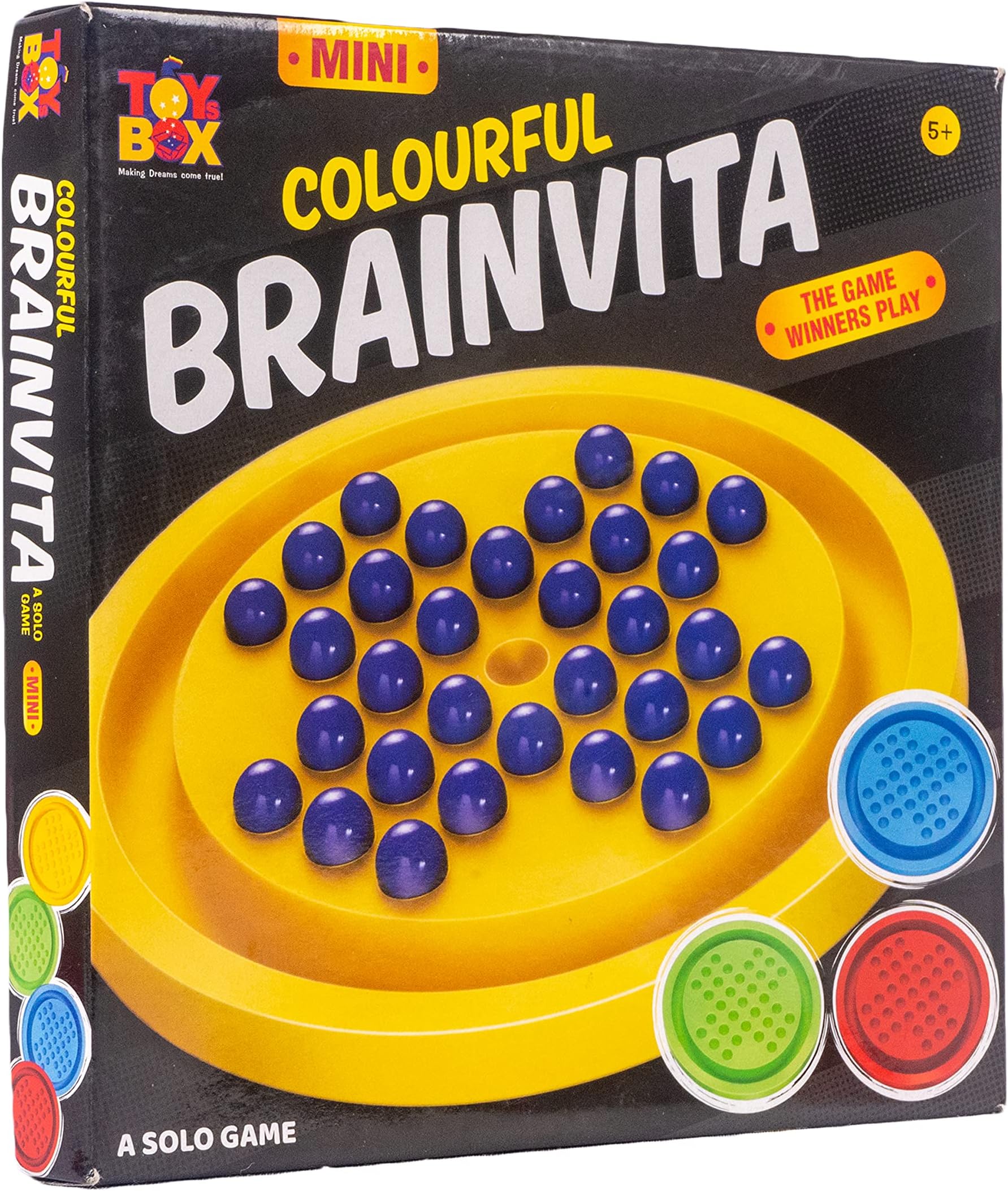 Colourful Brainvita Mini Mind Challenging Board Game with 32 Marbles | Marble Solitaire | Suitable for Ages 5 Years and Above