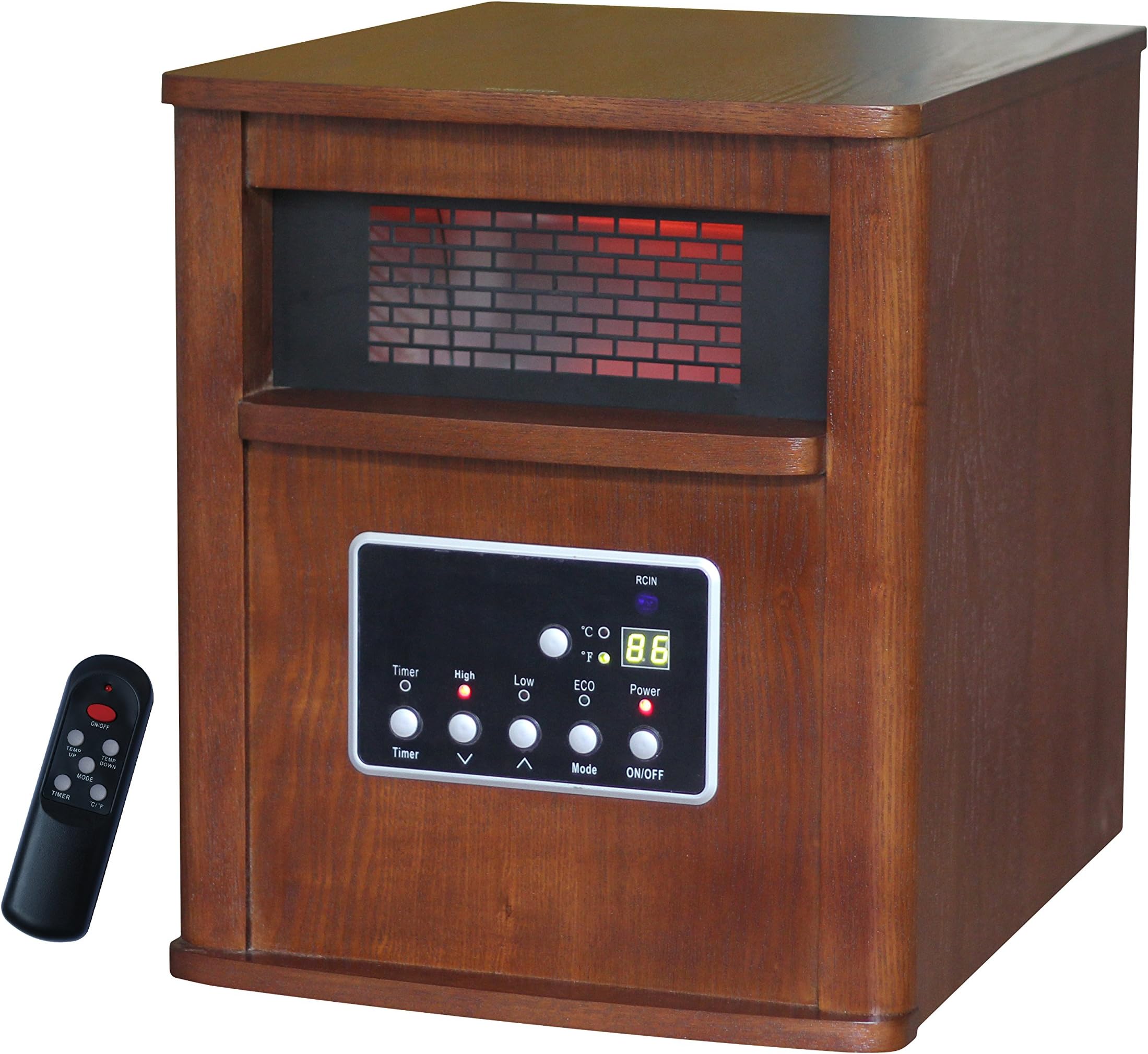 GD9315BCW-5 Large Room Infrared Quartz Heater with Wood Cabinet and Remote Control