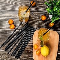 Vista 3 de 200 piezas de popotes de plástico desechables negros para beber (0.23'' de diámetro y 8.26" de largo) - Negro