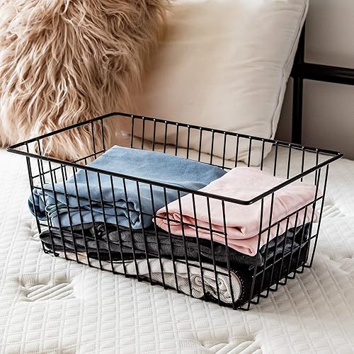 Miniatura 6 de Cesta organizadora de alambre para almacenamiento de metal, para despensa, grande, para armarios de cocina, despensa, congelador, baño, armarios,