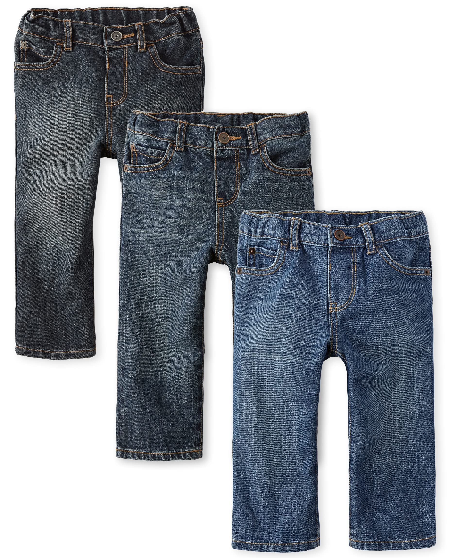 The Children's Place Boys' Three Pack Straight Leg Jeans, Multi Clr, 7 Years (Pack of 3)