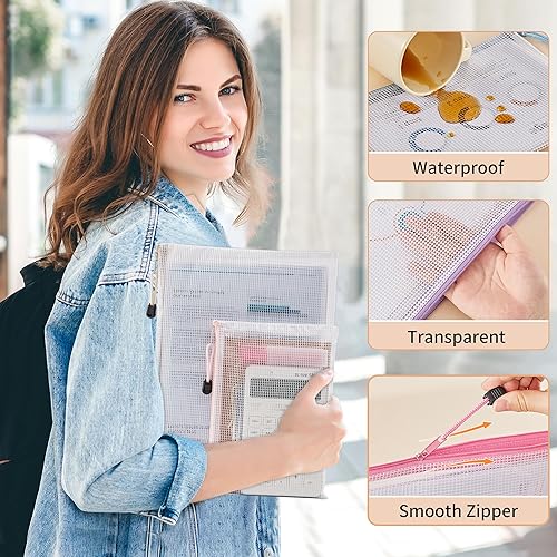 Miniatura 3 de JARLINK 20 bolsas de malla con cremallera, bolsas de rompecabezas de 6 x 9 pulgadasA5 con cremallera, bolsas impermeables con cremallera para