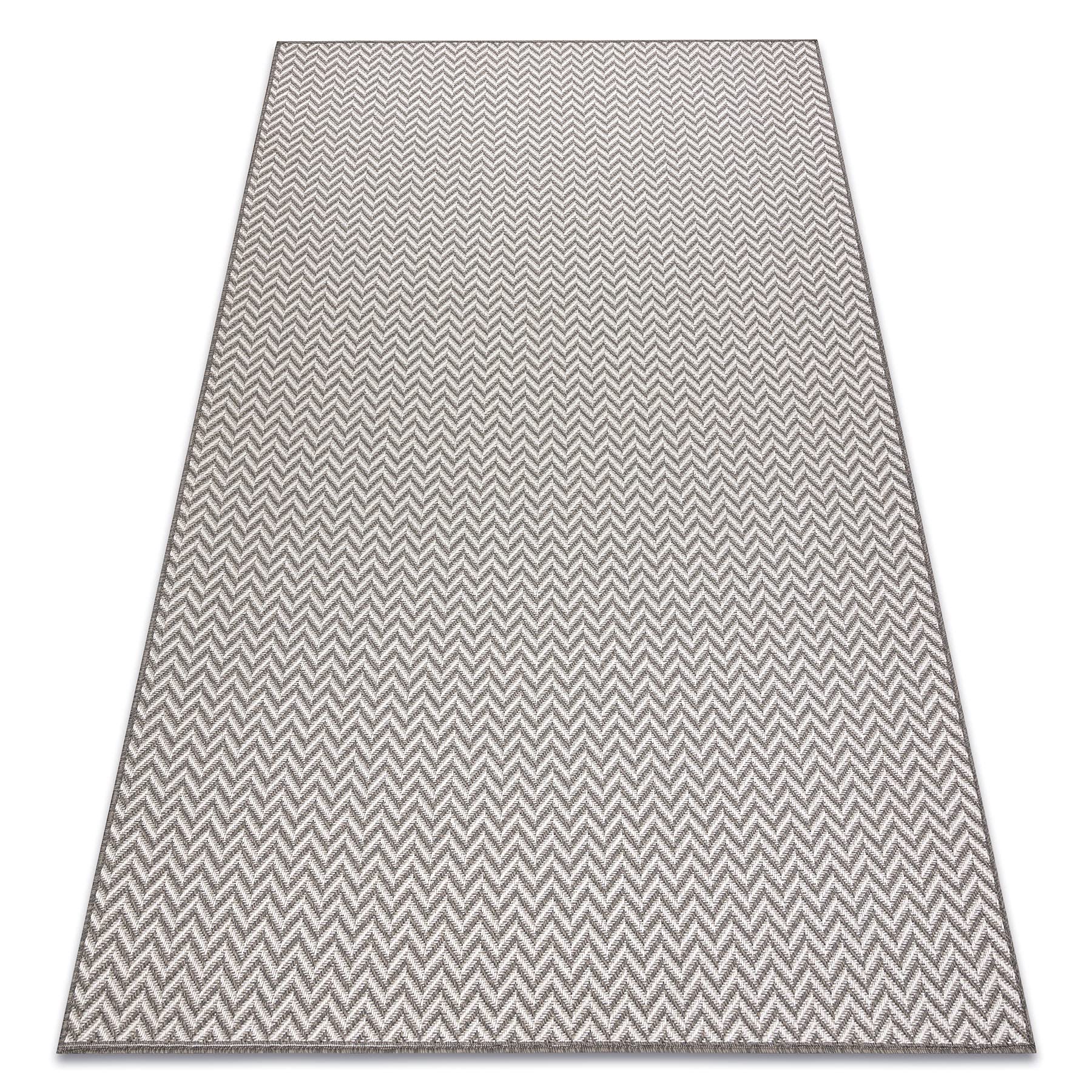 Tapis effet sisal de haute qualité tissé à plat couleur taupe et crème pour salon