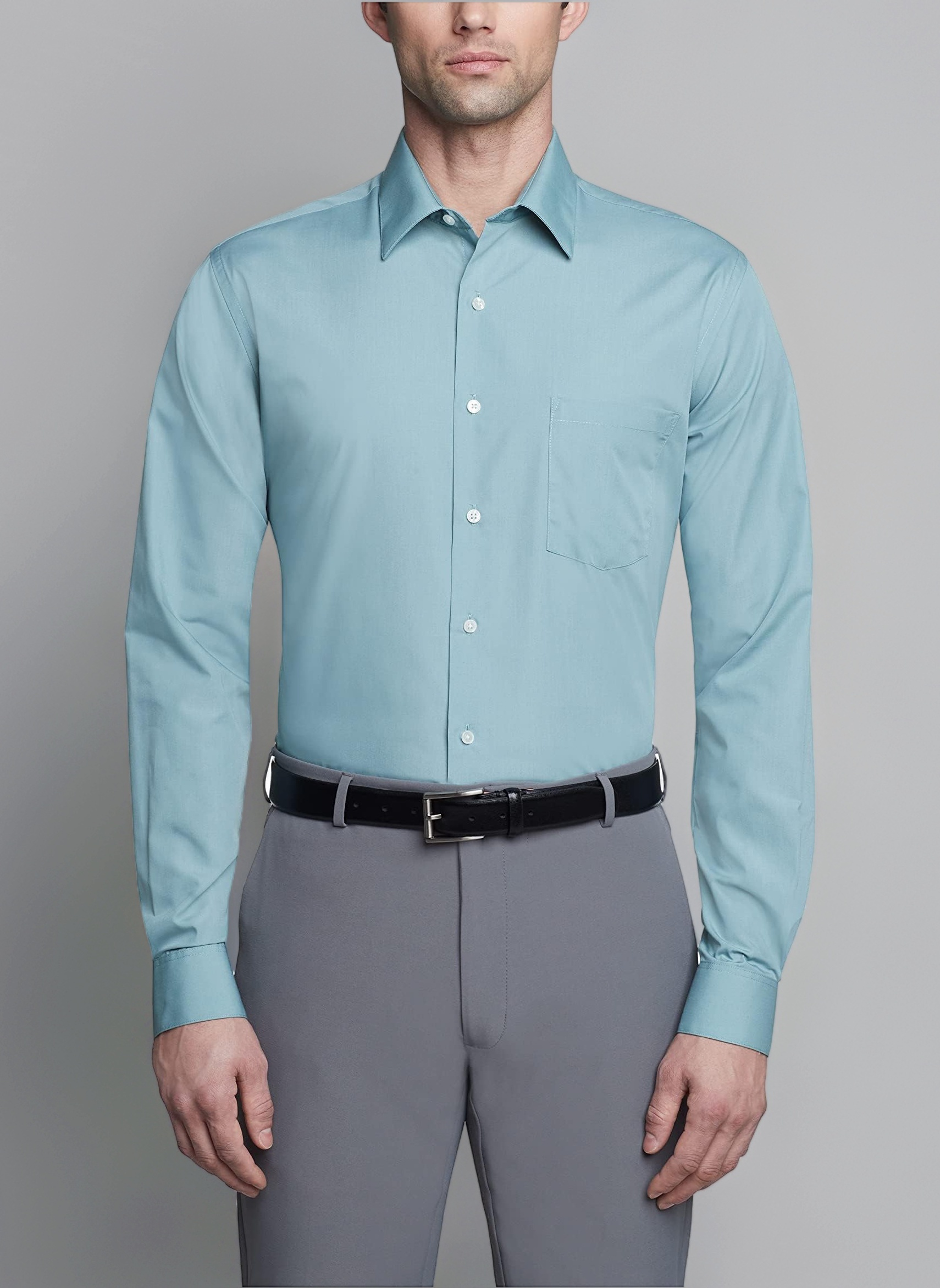 Van Heusen Men's Dress Shirt Fitted Poplin Solid Dress Shirt