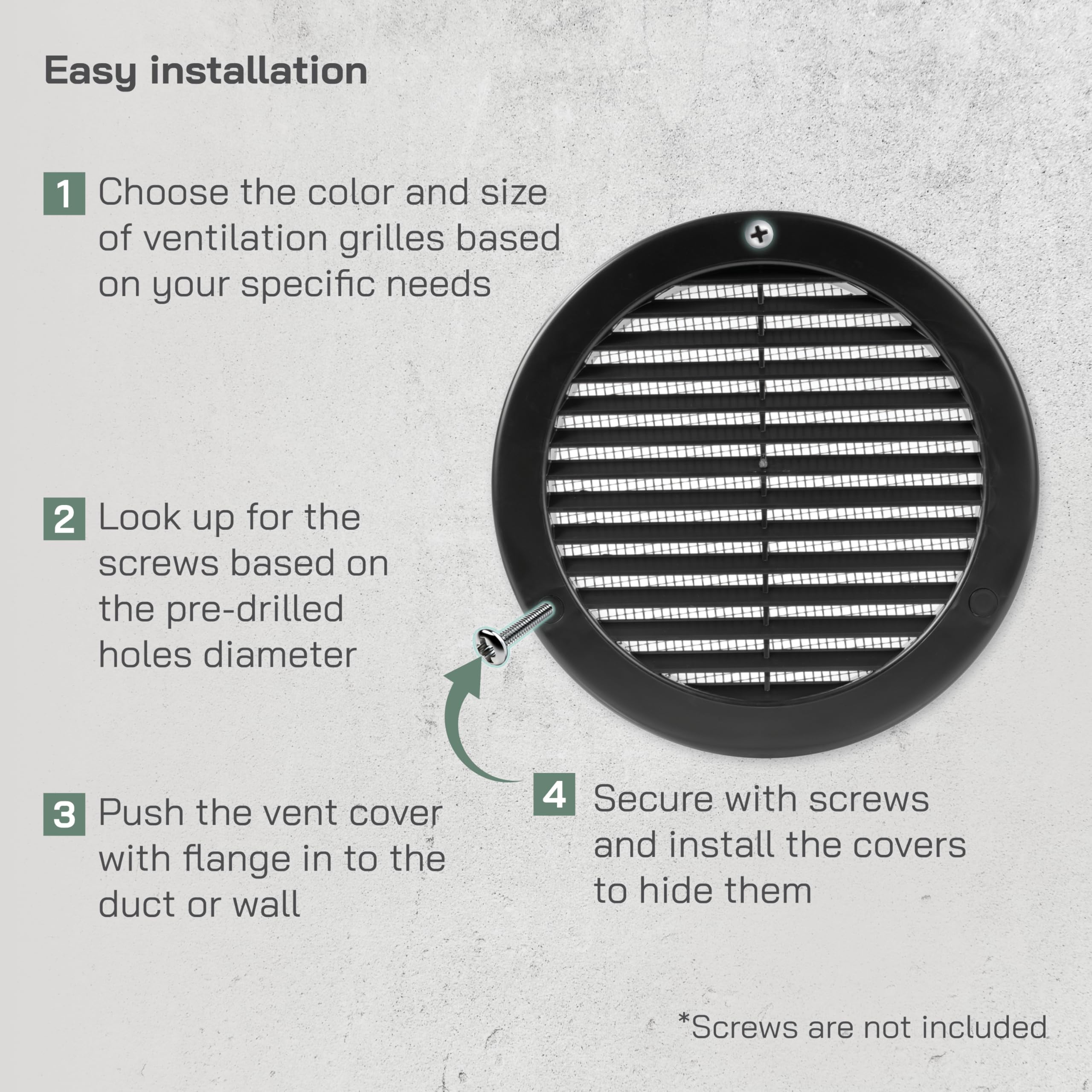 Vent Systems 150 mm / 6” Inch Black Soffit Vent Cover with Flange ...
