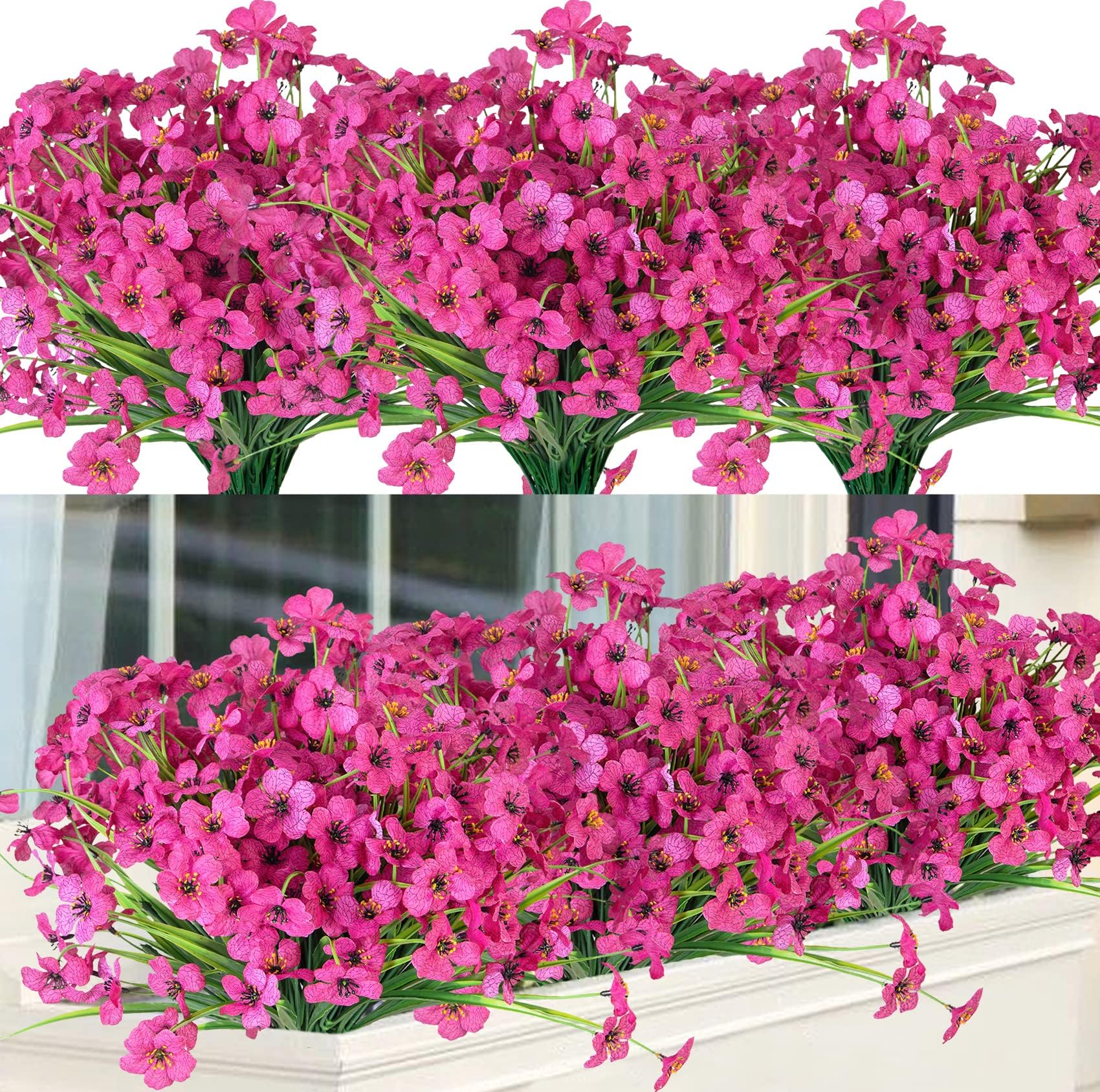 Thiccywoov 24 Bundles Outdoor Artificial Flowers UV