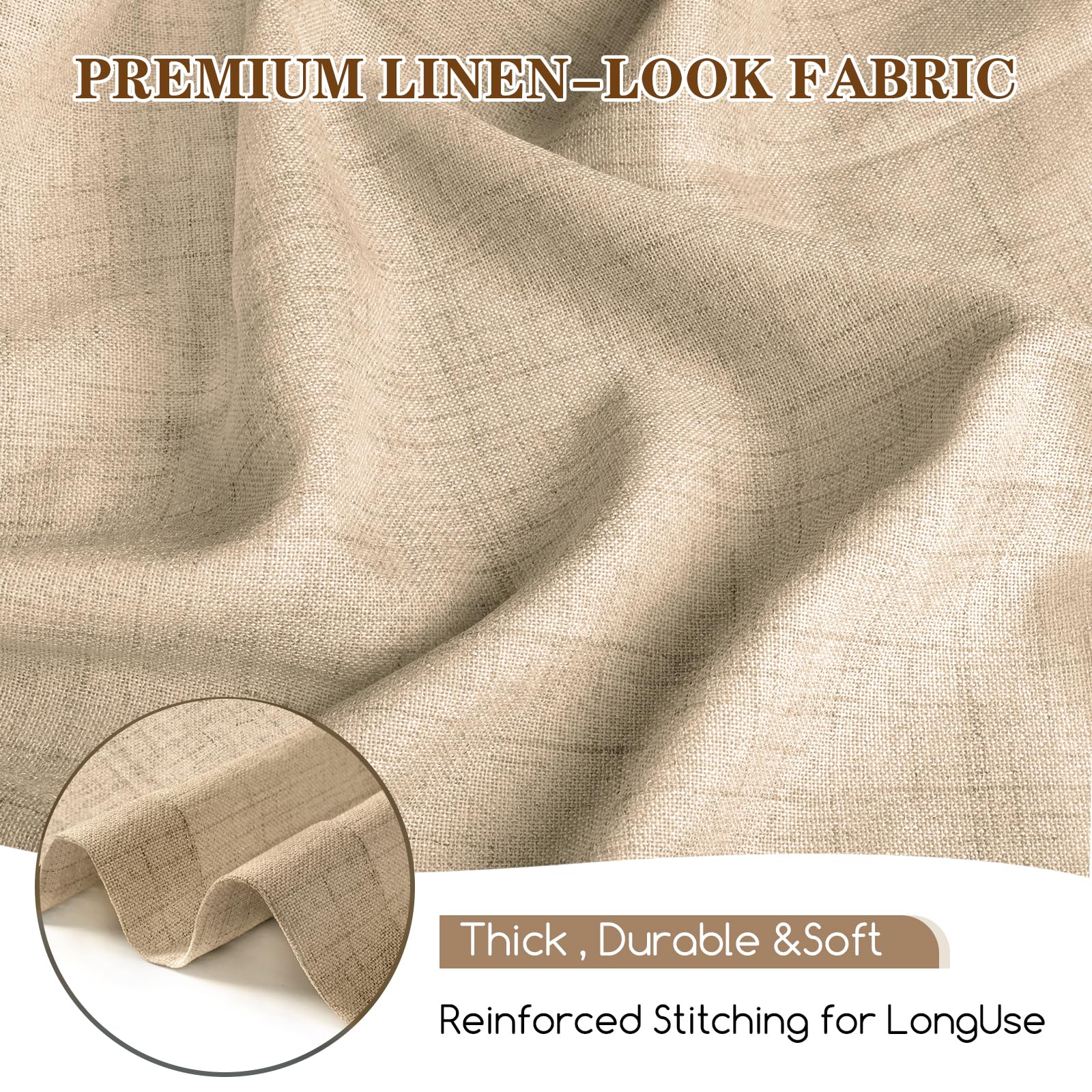 Tende da Esterno, 2 Pezzi Tende per Gazebo Antipioggia con Anelli, Lino Tenda per Esterno Impermeabili, Tenda Oscurante da Esterno per Terrazzo Porta Balcone Veranda Giardino Pergola(132x215cm,Caqui) - 5