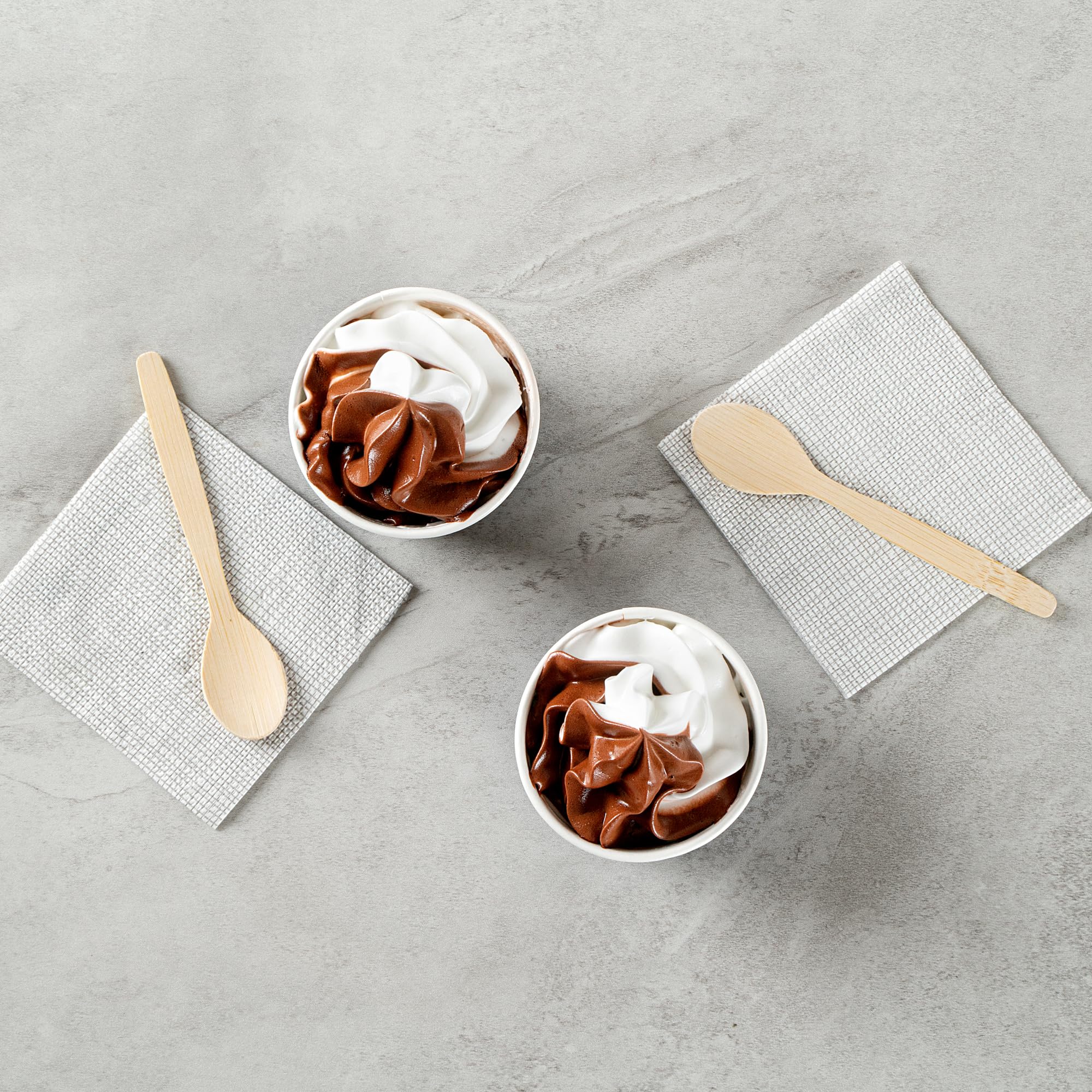Restaurantware Coppetta - Vasos de postre de 4 onzas, 50 vasos desechables para helado, tapas se venden por separado, cuencos de papel francés para yogur congelado, para alimentos fríos y calientes