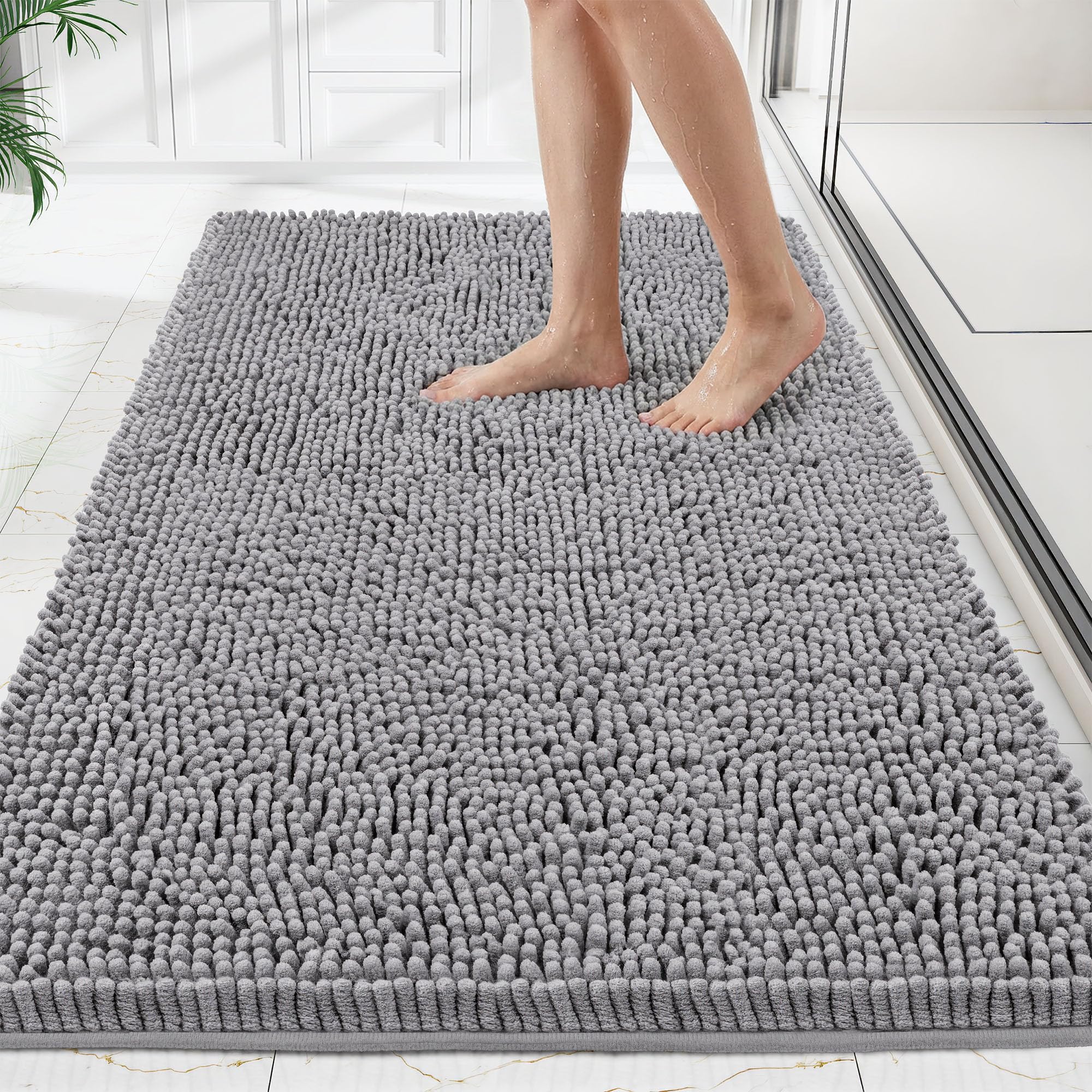 HOMEK Bathroom Rugs Mat 72 x 36, Thick Soft Absorbent Chenille Bath Rugs, Rubber Backing Bath Mats for Bathroom Floor, Tub, Shower, Bedroom, Home