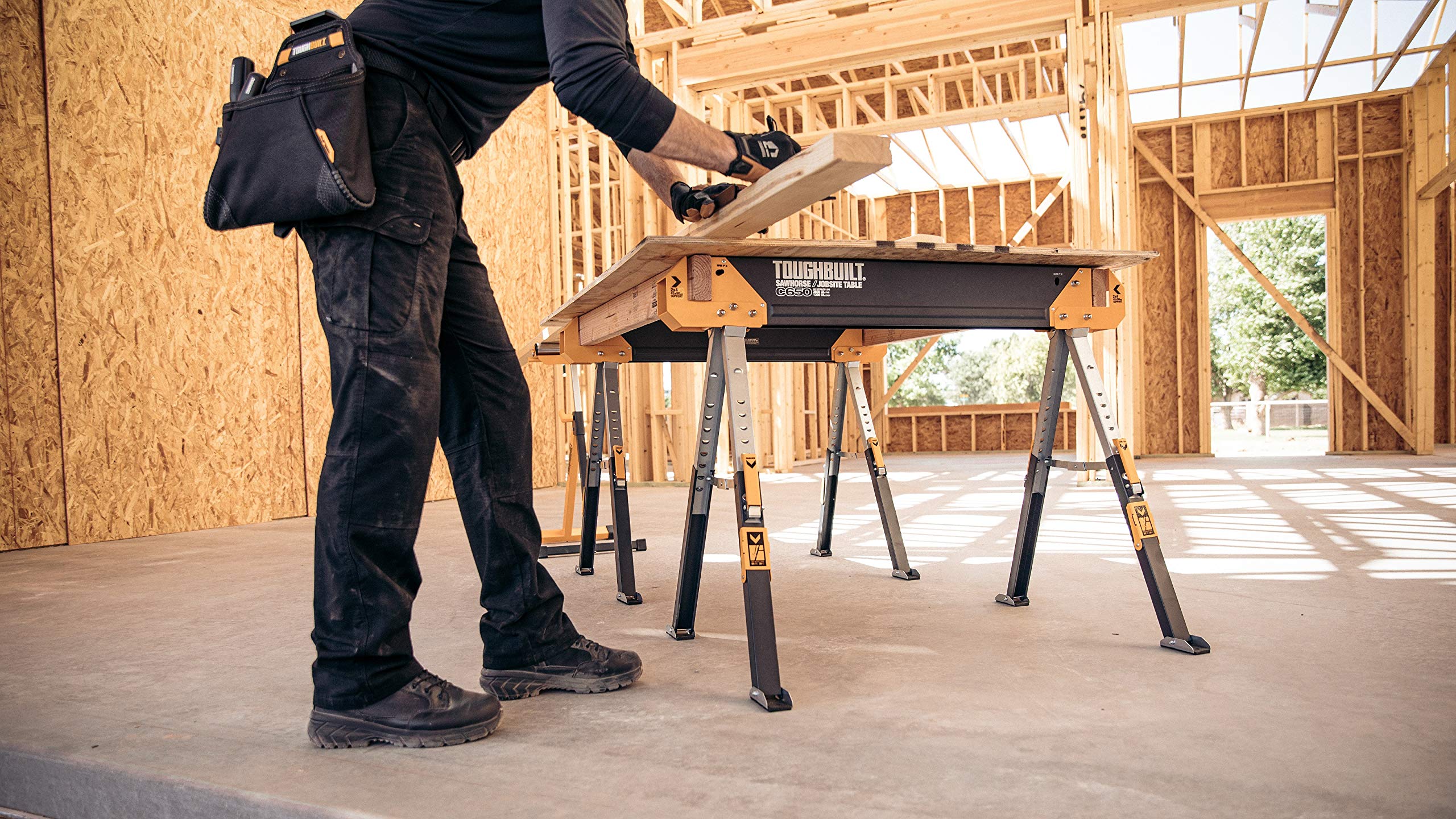 ToughBuilt Folding Sawhorse/Jobsite Table Sturdy, Durable