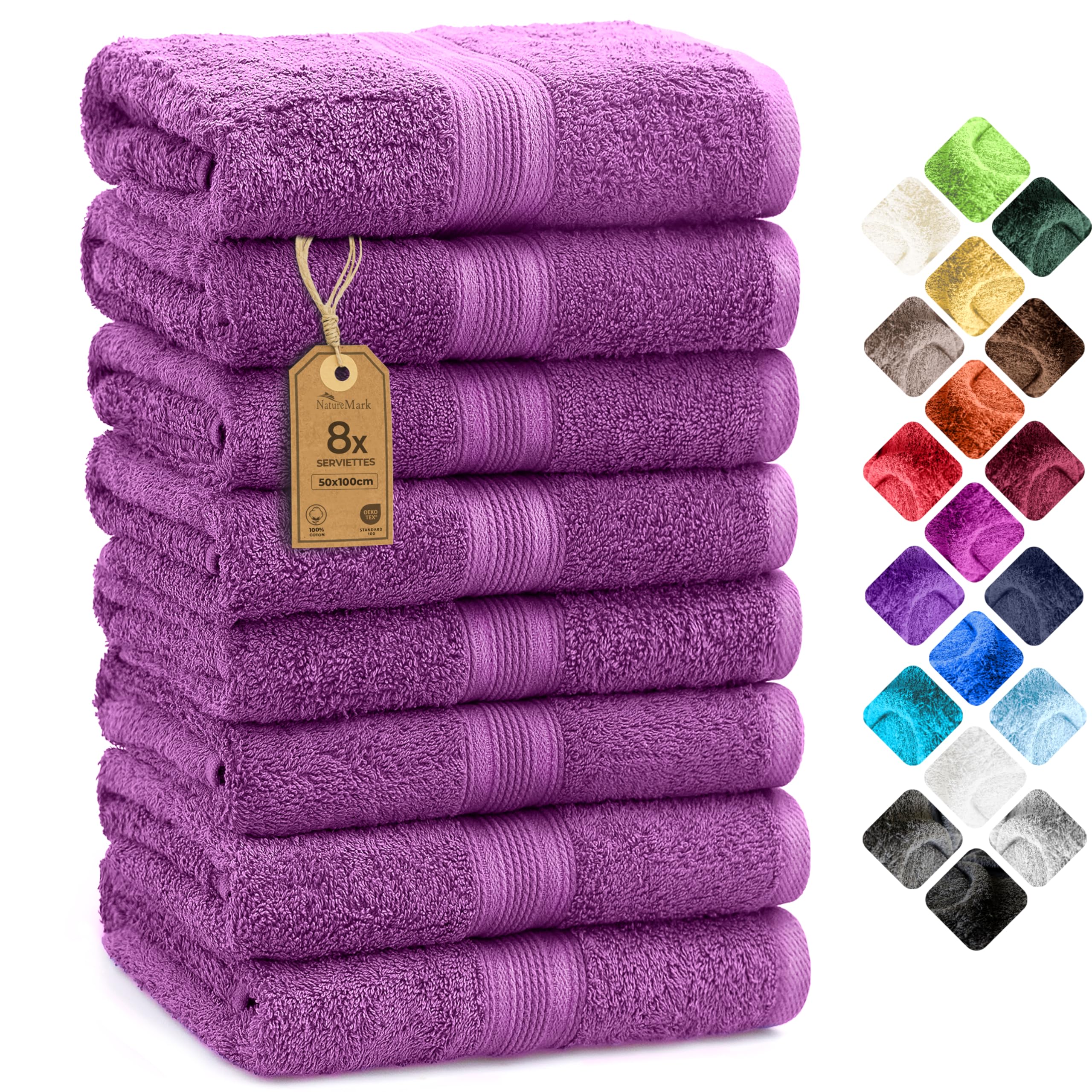 Serviettes à main absorbantes et durables de qualité supérieure en pur coton lilas