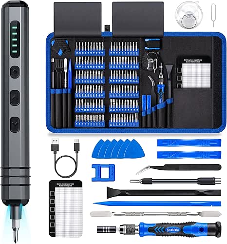 Mini Electric Screwdriver Set 140-IN-1: UnaMela Small Electric Screwdriver Cordless