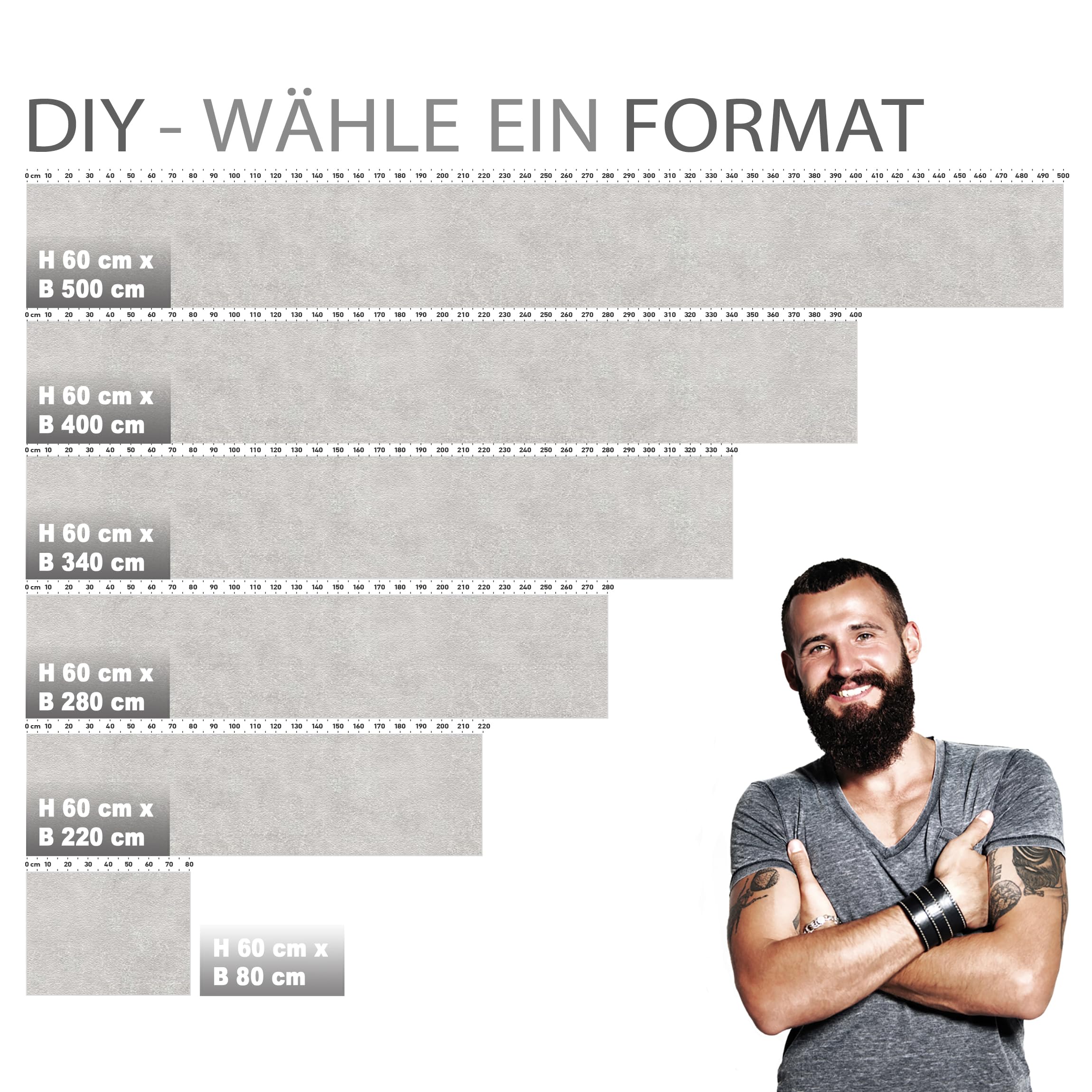 StickerProfis Küchenrückwand Spritzschutz selbstklebend Matt Optik Hartfolie 0.5mm Beton 60 x 280cm
