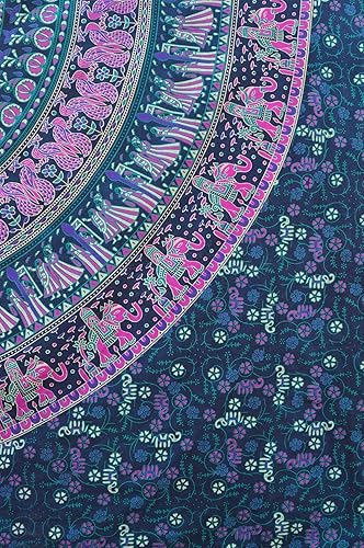 Miniatura 7 de Popular Handicrafts tapiz hippie mandala bohemio psicodélico con diseño floral intrínseco cubrecama hindú mágico para pensar 215 cm x 230 cm