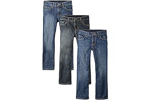 Boys Basic Bootcut Jeans Multipack, Designed for Ages 10-12