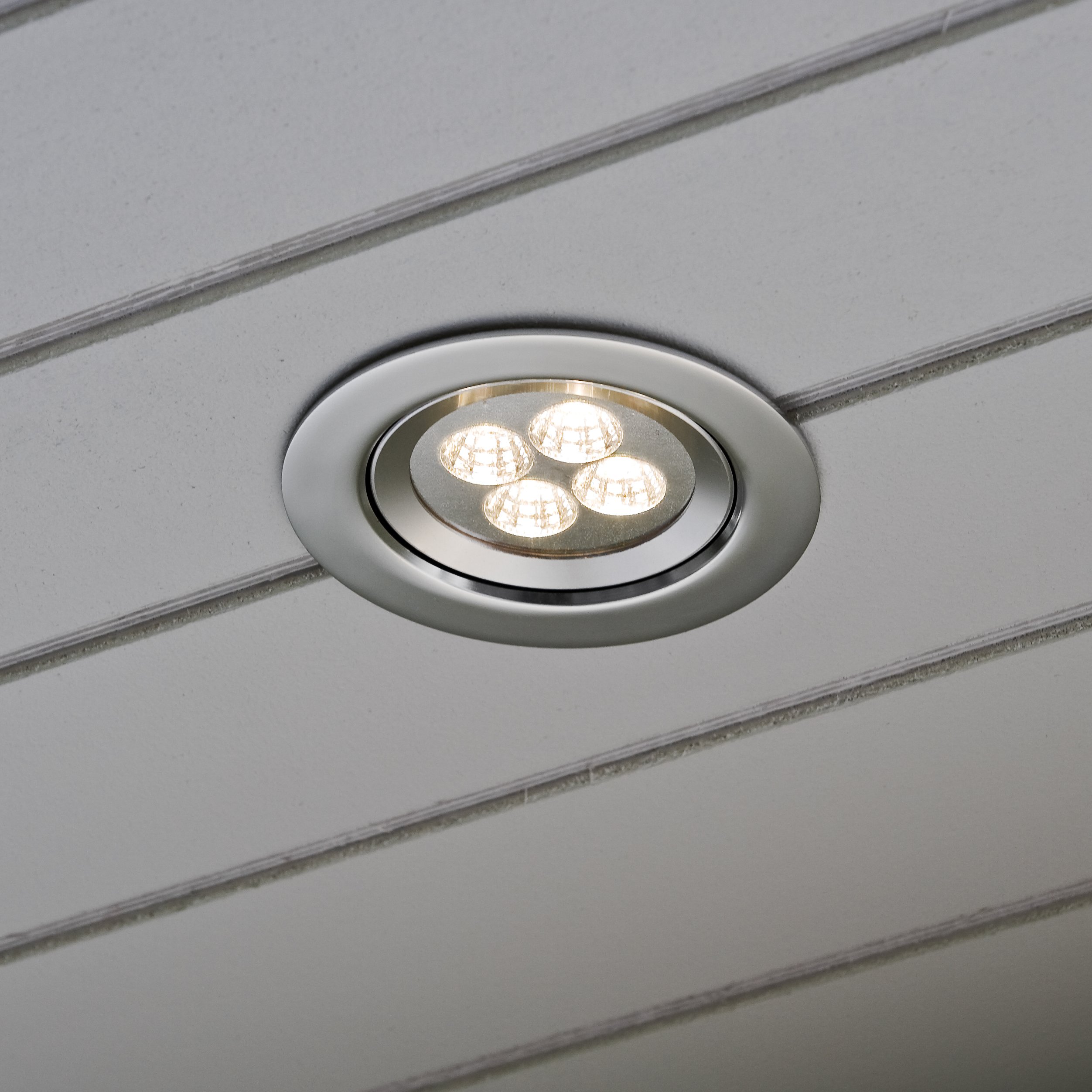 Konstsmide LED Deckeneinbaustrahler B: 12.5 cm T: 12.5 cm H: 10 cm, 1 x 4 W, IP44, Edelstahl 7097-000