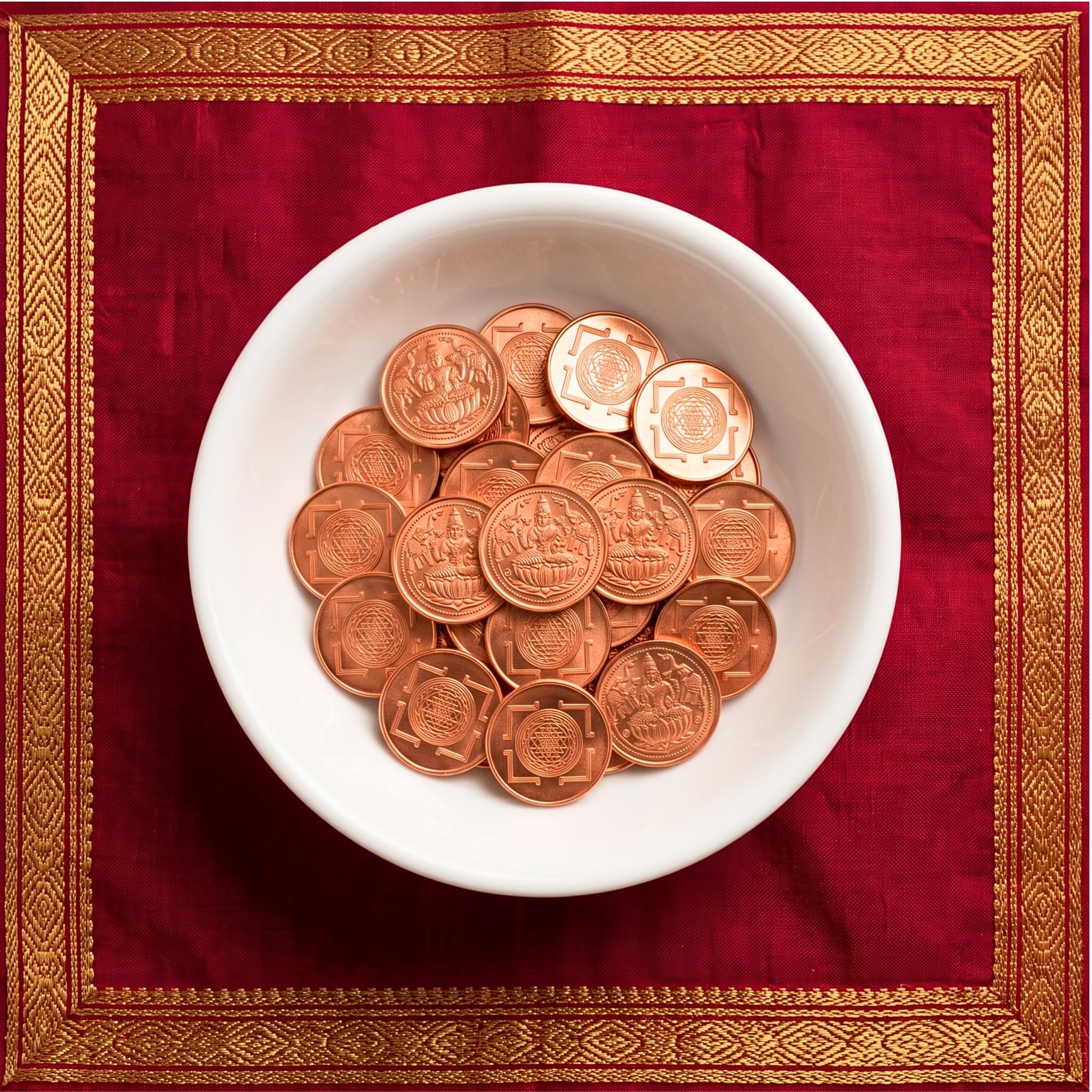 Anciently Copper Lakshmi Pooja Coins with Sri Yantra 27 Nos | Rust-free, Pure Copper Lakshmi Coins with a dual-sided Sri Yantra design for Home Temple, Daily Pooja, Wealth & Dhanteras.-image-34