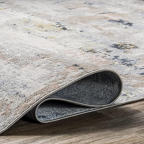 Miniatura 6 de nuLOOM Aaliyah - Alfombra abstracta informal lavable a máquina, 5 x 8, azul