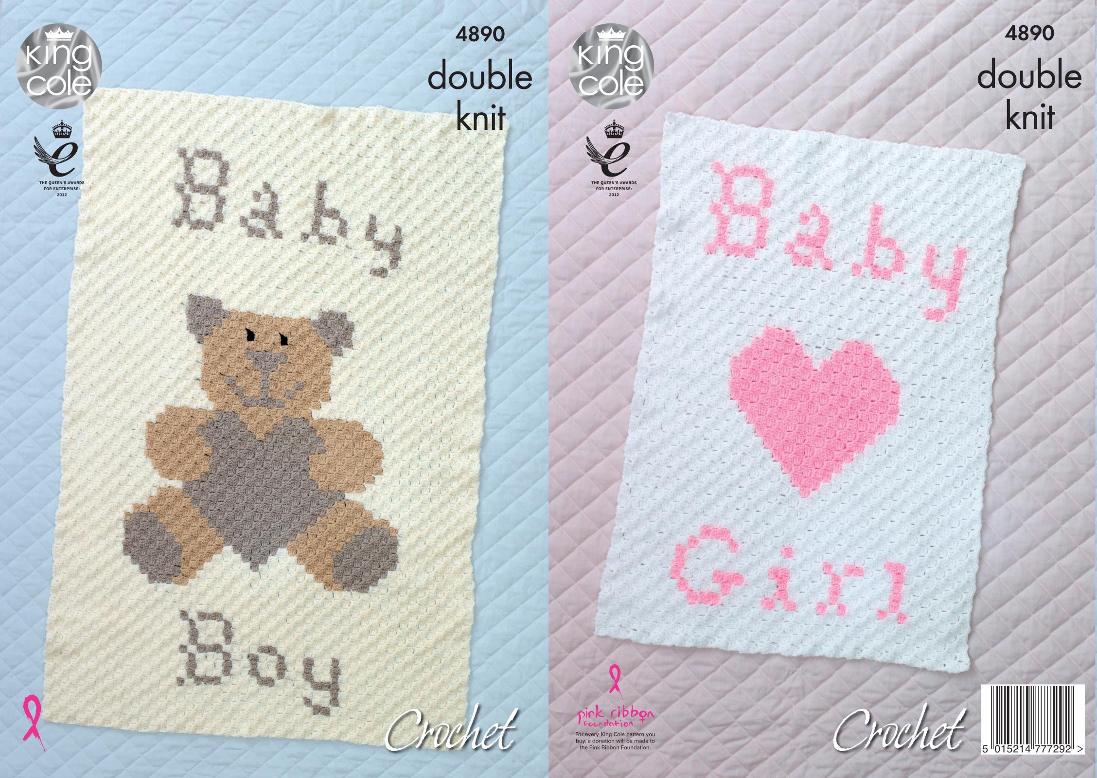 King Cole 4890 Crochet Pattern Baby Blankets In Comfort Dk Size 48
