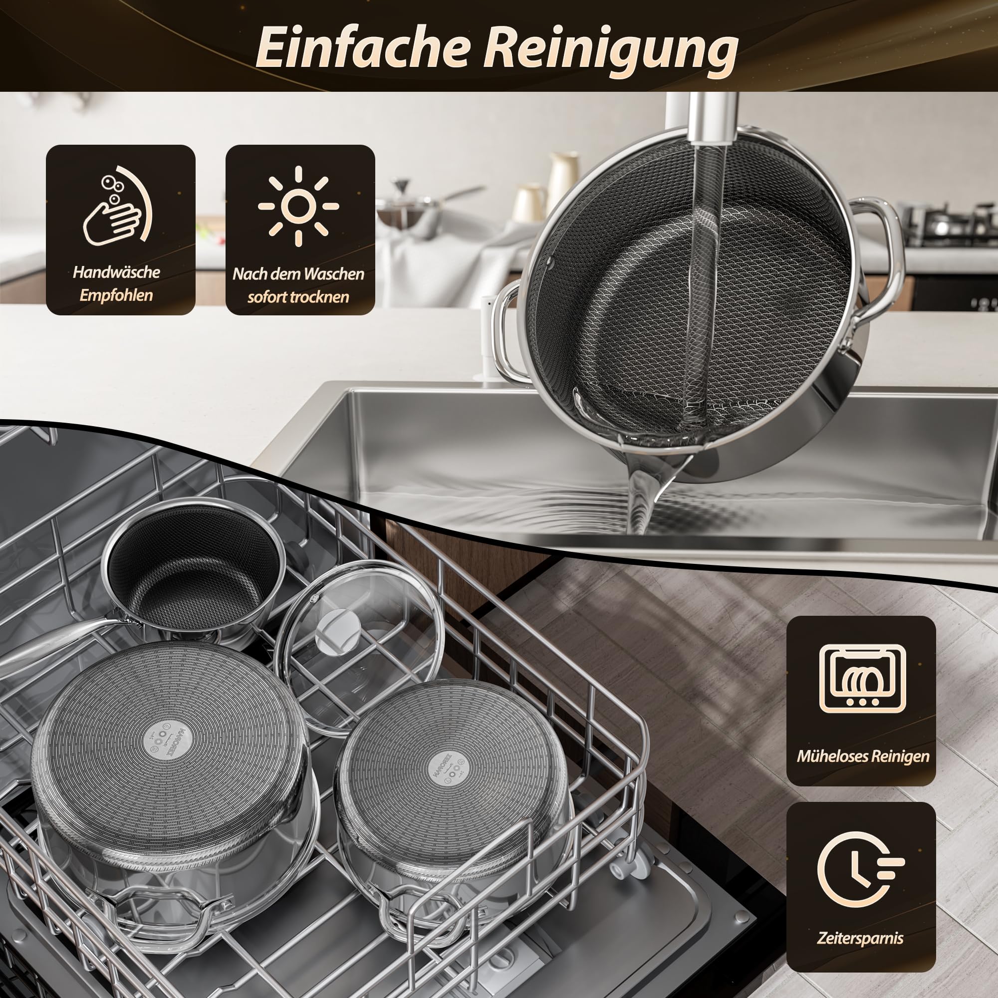 Kochtopf mit Deckel Hybrid 20cm/1.7L, Suppentopf Induktion Antihaft, Kühl bleibender Griff, Spülmaschinenfest, PFAS, PFOA und PTFE Frei, Ofenfest bis 260 °C, Geeignet für Alle Herdarten