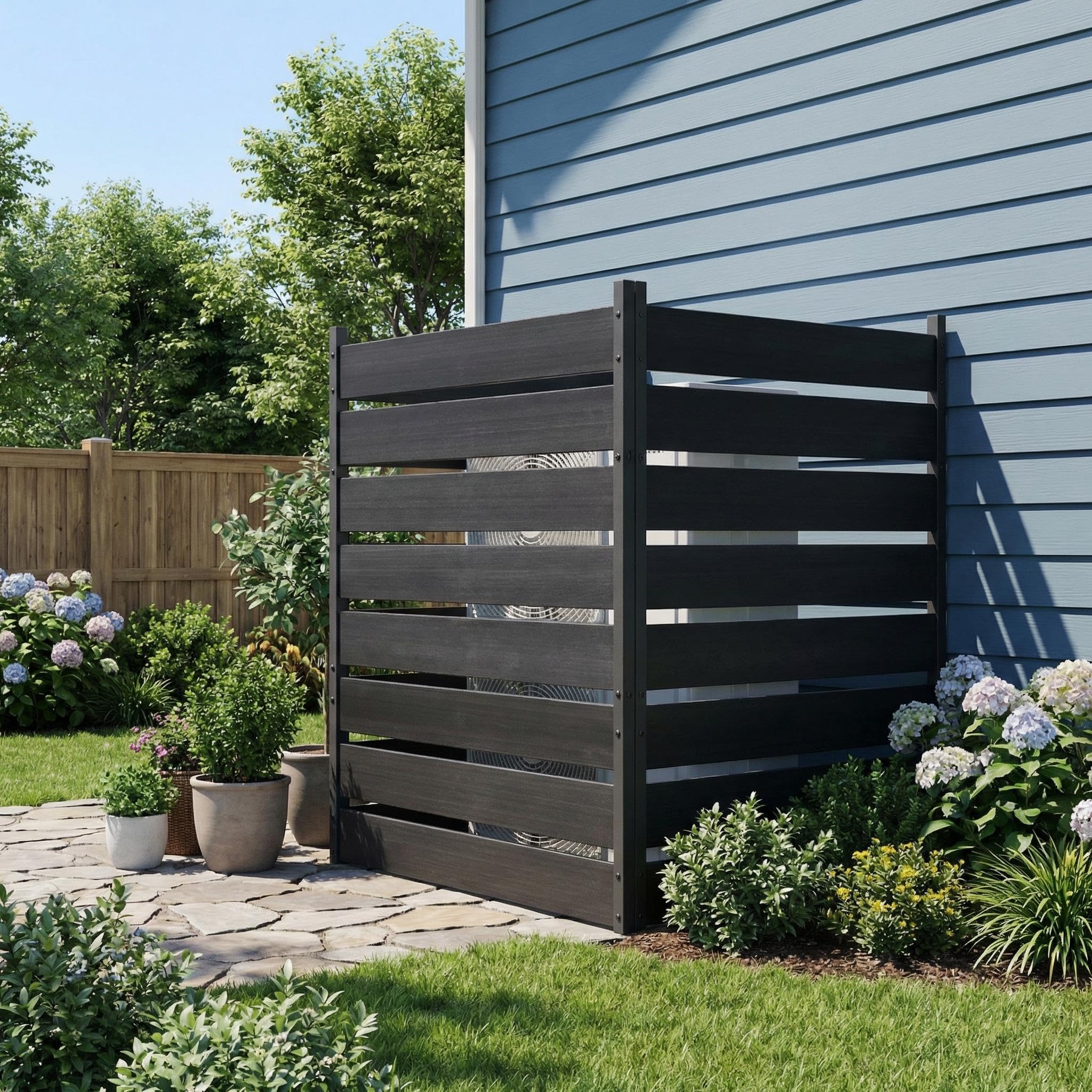 Garvee Clôture d'intimité extérieurérieure en aluminium et bois