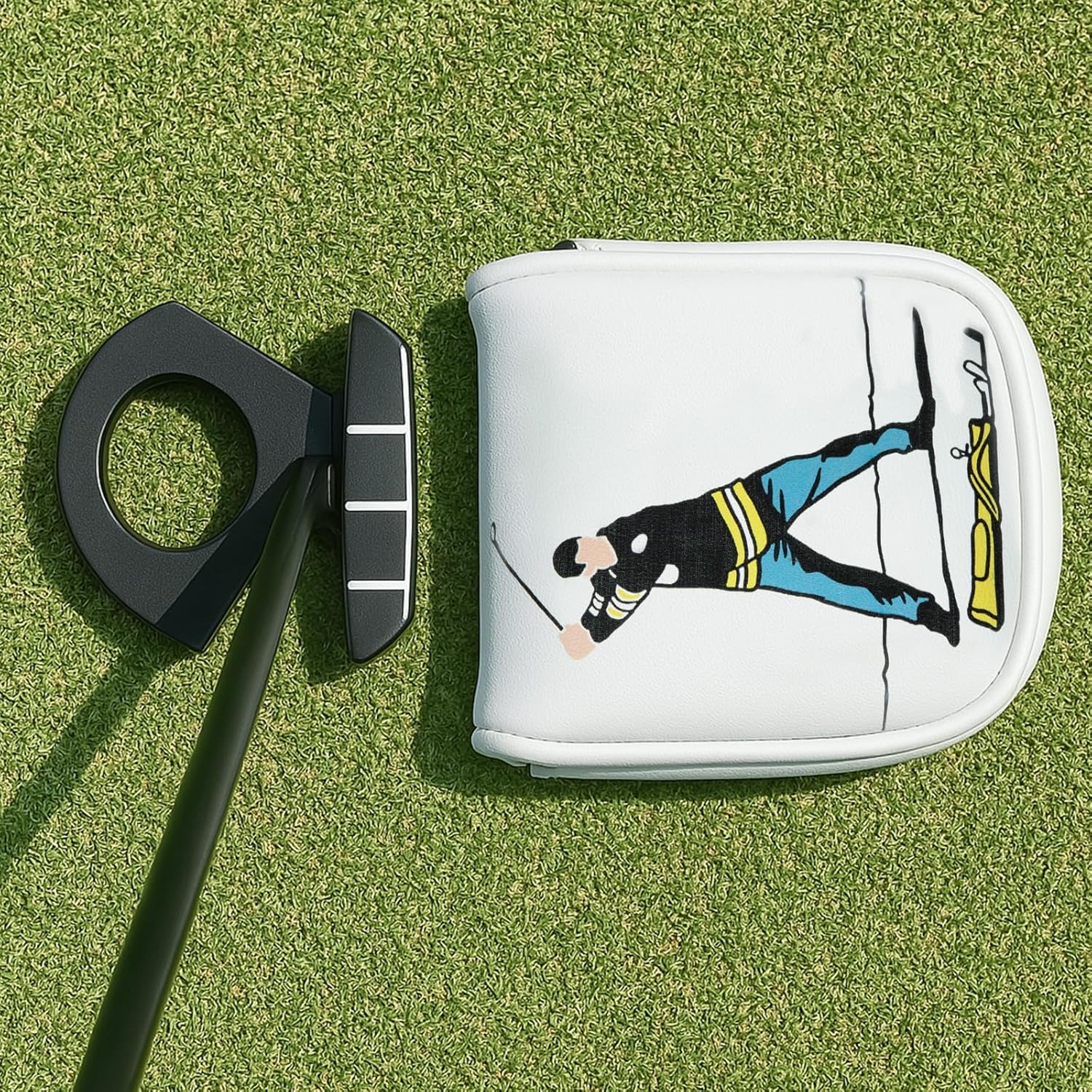 Golf Mallet Putter Cover for DF3 Center Shafted Putter Head Cover Mallet Putter Headcover Magnetic Synthetic Leather Mallet Putter Cover Club Protective Case for Men