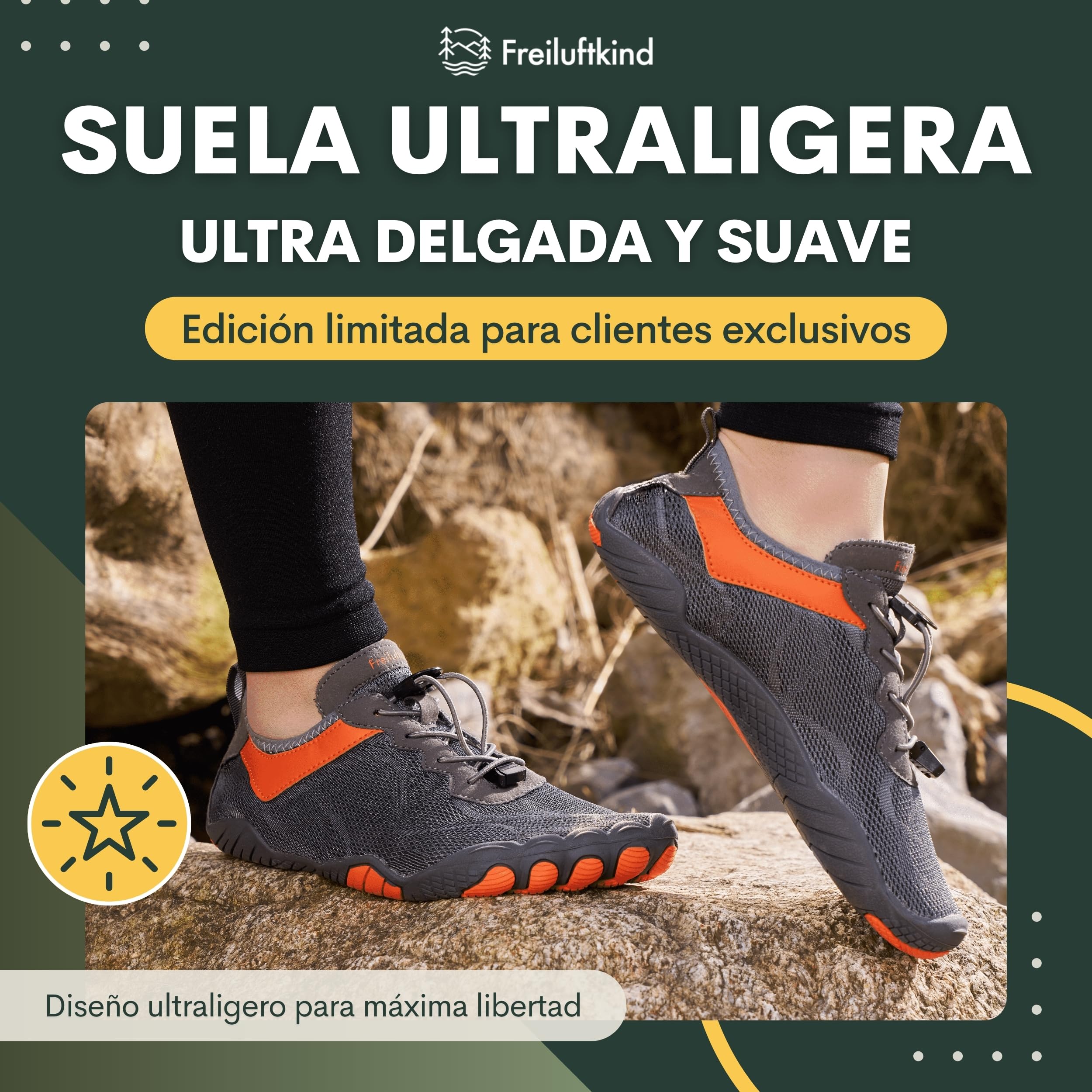 Freiluftkind El Original – Zapatillas Barefoot Antideslizantes Kokoda – La Zapatilla Barefoot Aventura – Zapatillas de Running Barefoot