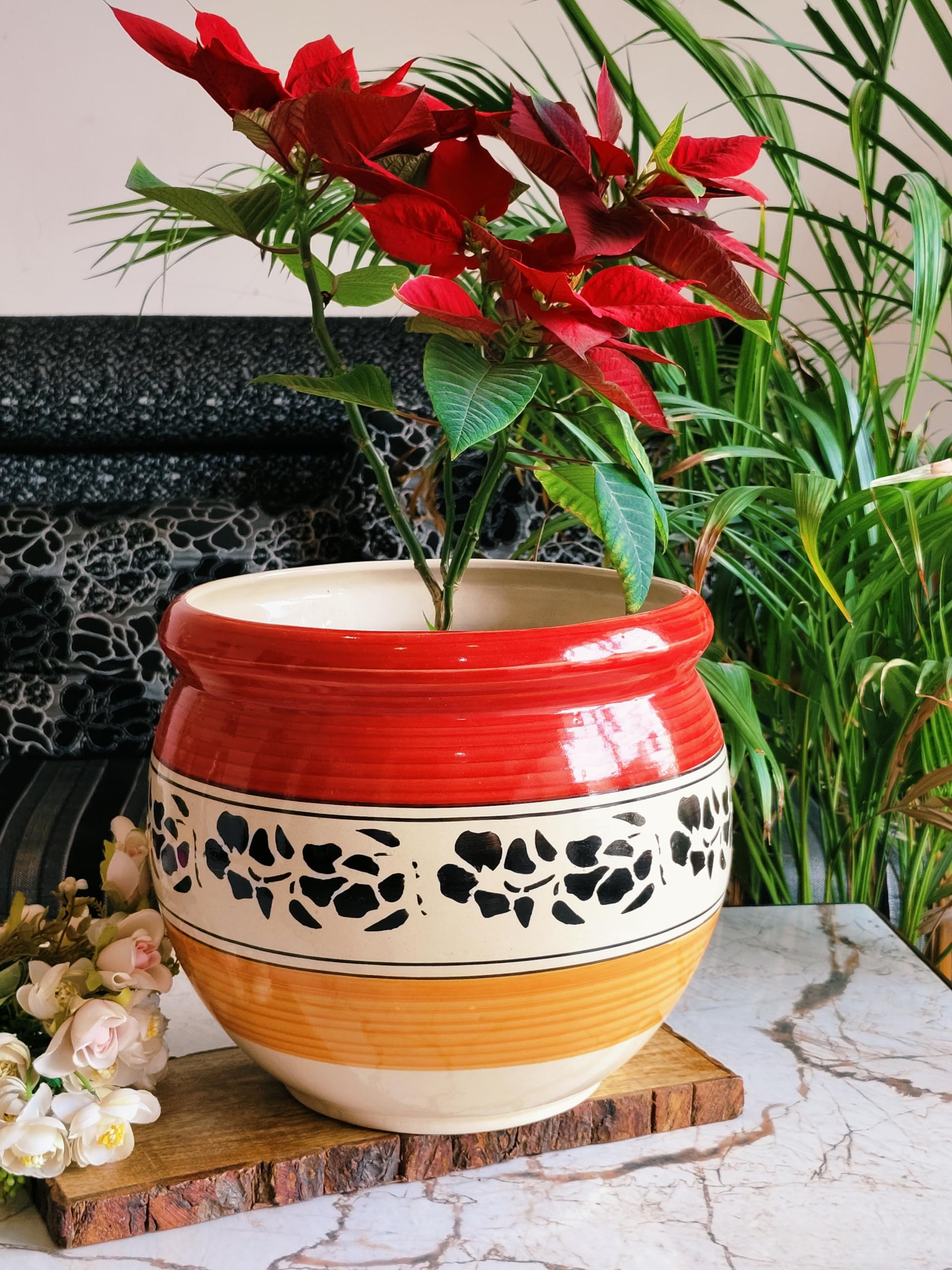 Niyara Blue Handpainted Ceramic Planters - Large -8