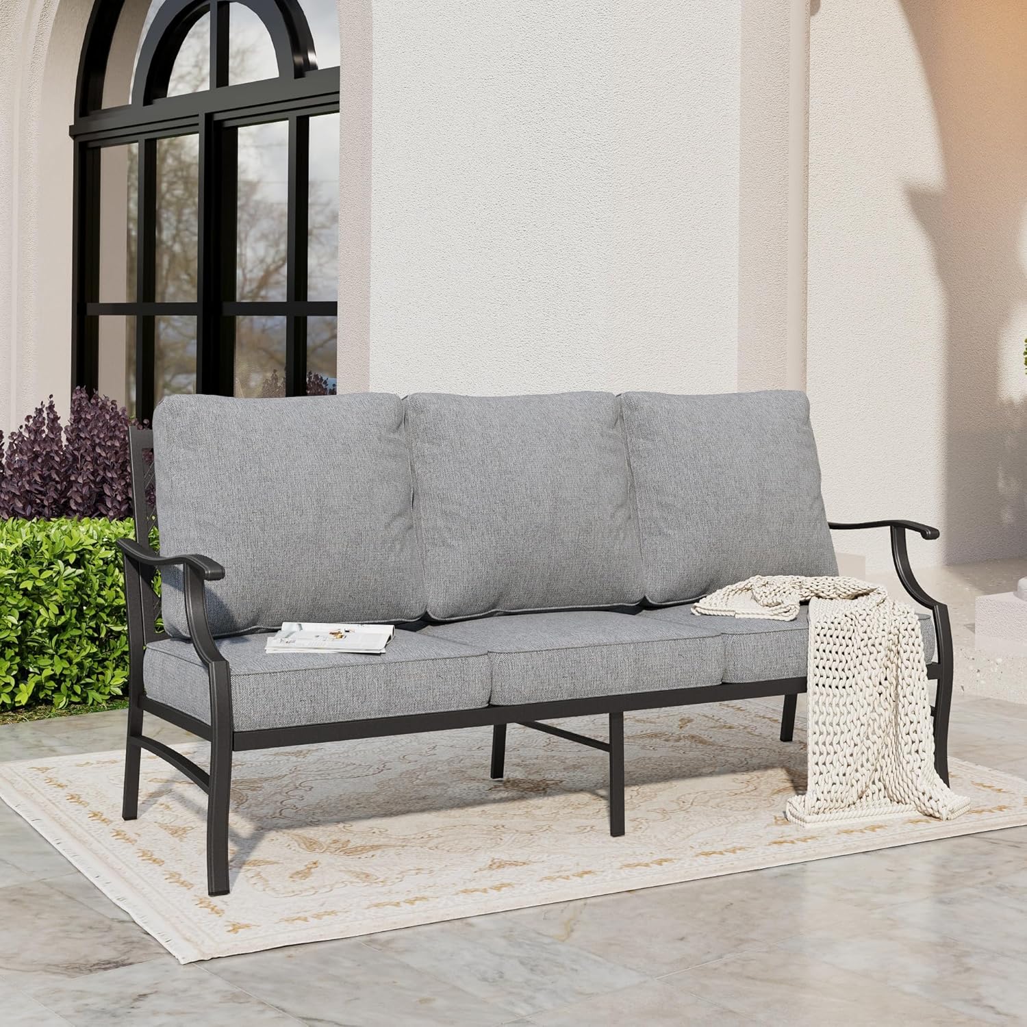 SUNSHINE VALLEY Metal Patio Furniture Sofa with 5.75" Extra