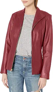 Cole Haan レザージャケット。 レザーウィング襟付きジャケット。 Cole Haan Wing Collar Jacket レディース