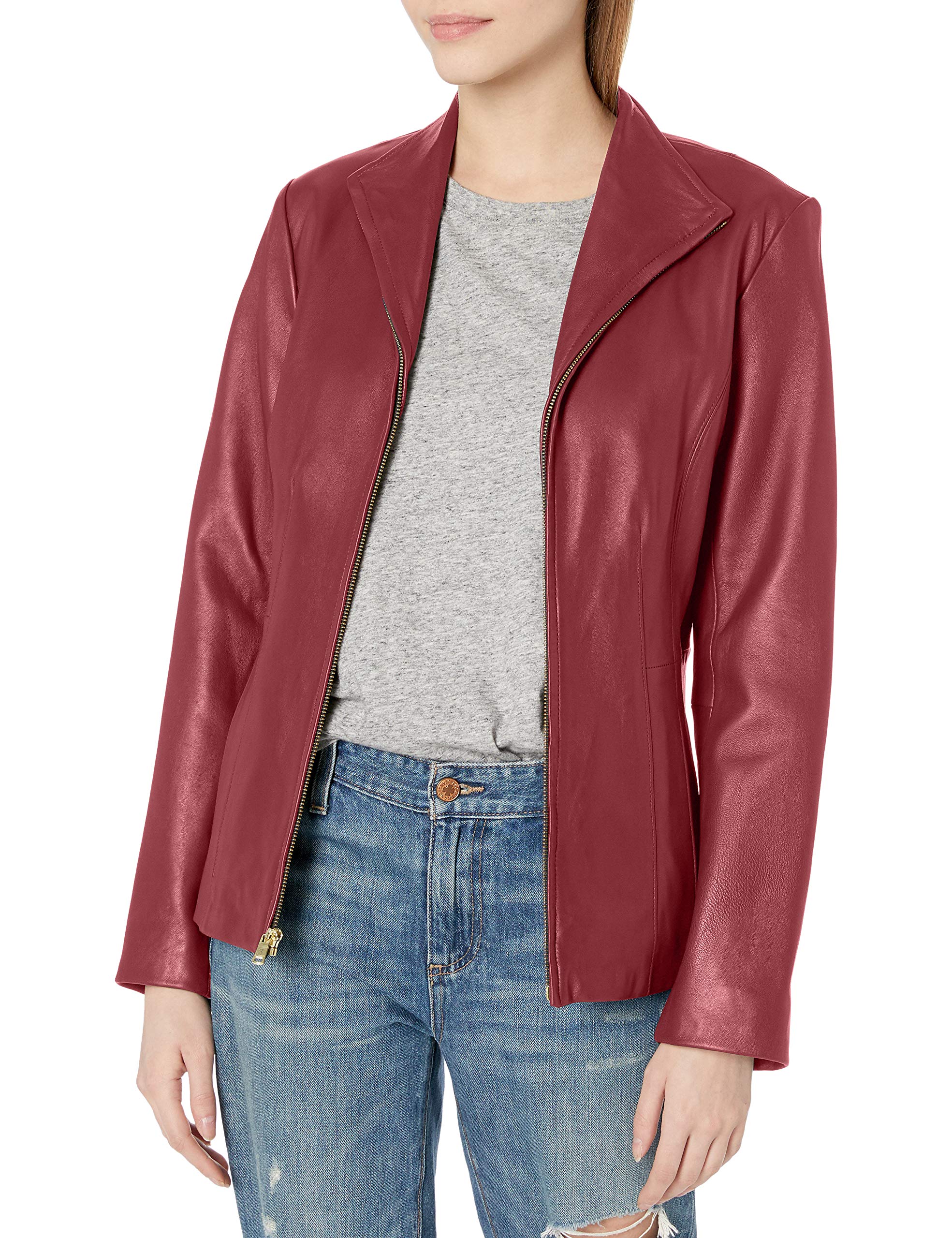 Cole Haan レザージャケット。 レザーウィング襟付きジャケット。 Cole Haan Wing Collar Jacket レディース