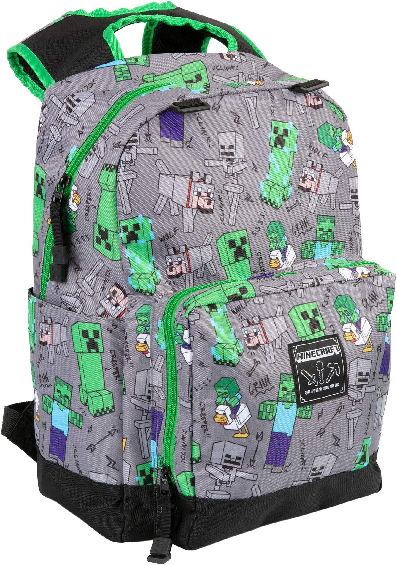JINX Minecraft 17inch Overworld All Over Grey Backpack