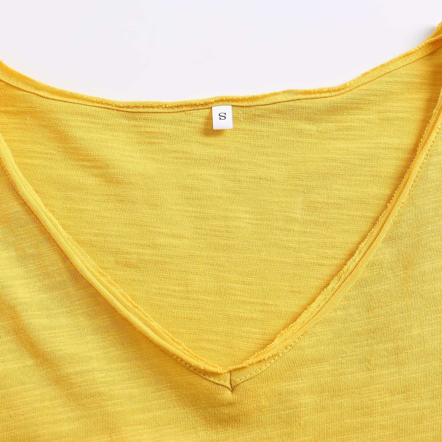 Inadays Womens Slub Cotton T Shirts Short Sleeve V-Neck Raw Hem Summer Tops Loose Fit Tee Basic Clothes Fashion Outfits - Image 6