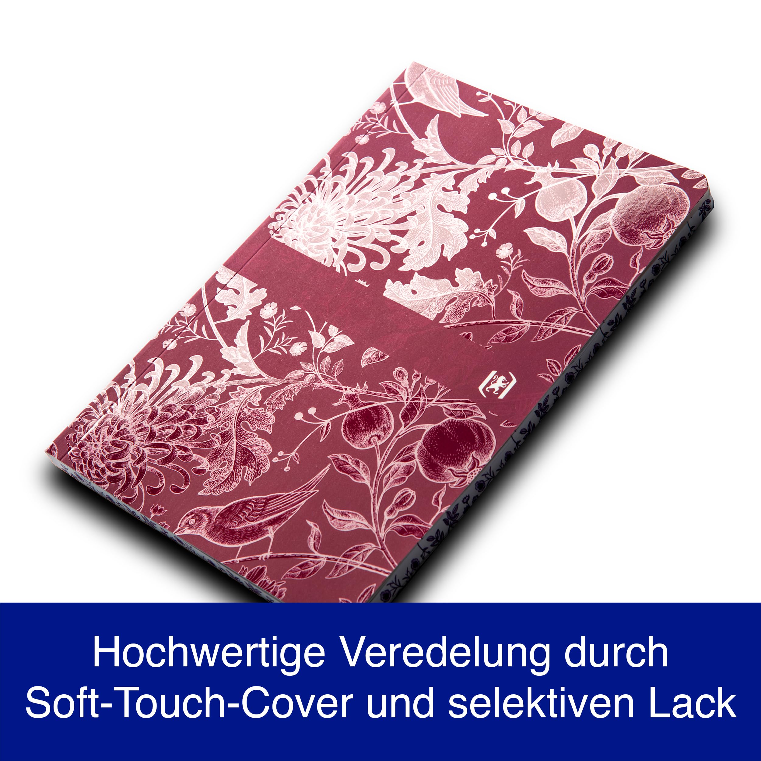 Oxford 'Romance' Notizbuch B5 (17x24,5 cm) kariert, 160 Seiten, Softcover mit Glanzdetails und Motiv-Farbschnitt, 4 Motive, 5 Stück