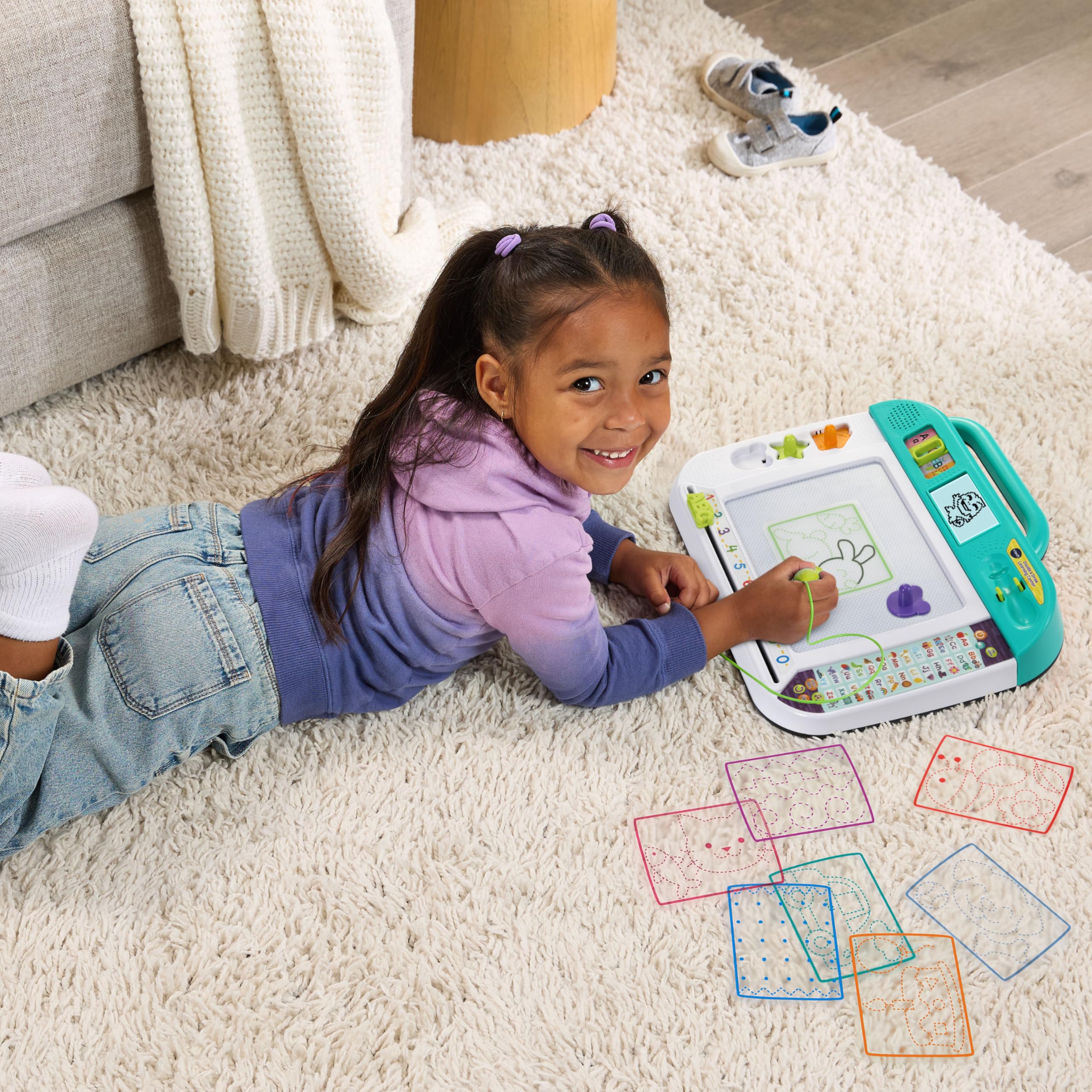 VTech - Mon Ardoise Interactive Apprenti-Écriture - Tablette Dessin Enfant - Ardoise Magique avec Stylet, Pochoirs et Tampons - Jouet Éducatif - Cadeau Enfant Dès 3 Ans - Contenu en Français