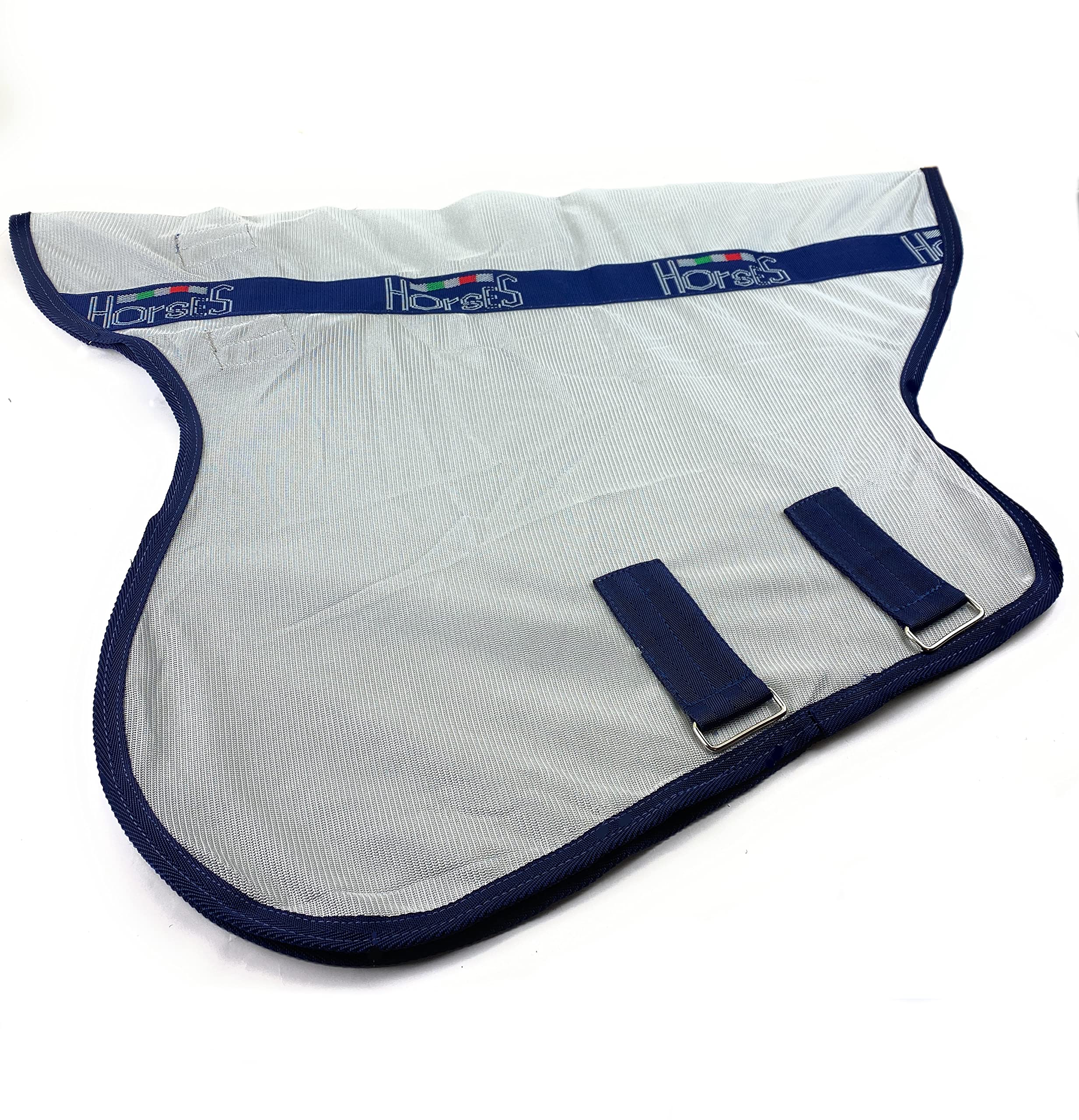 Horses, Coperta Antimosche in Rete Silver Sheet, per la Stagione Estiva, Riflette Luce e Calore, Tessuto in Rete Fitta Contro Mosche ed Insetti, 135 cm